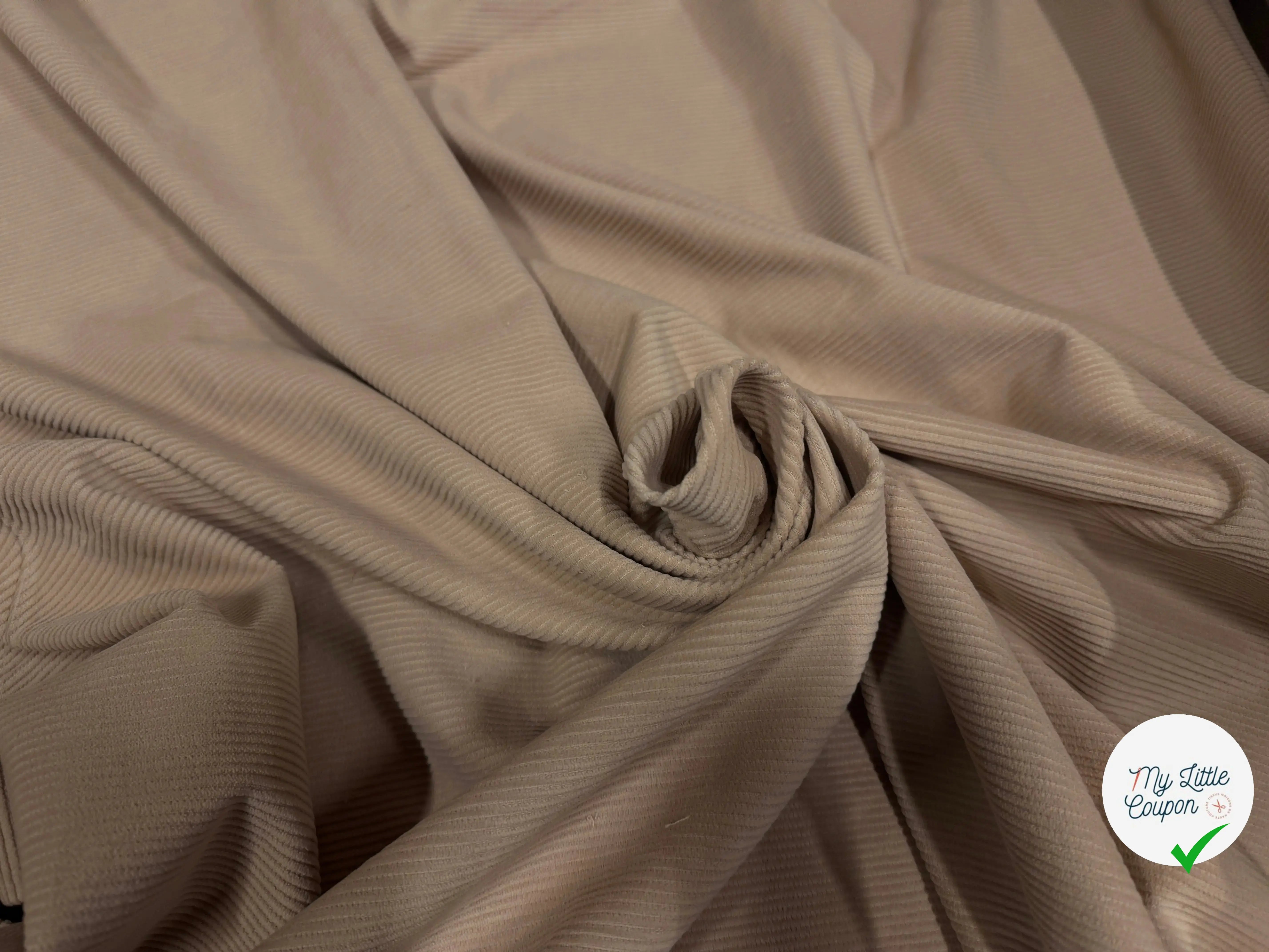 VELOURS COTELÉ 100% COTON BEIGE - My Little Coupon