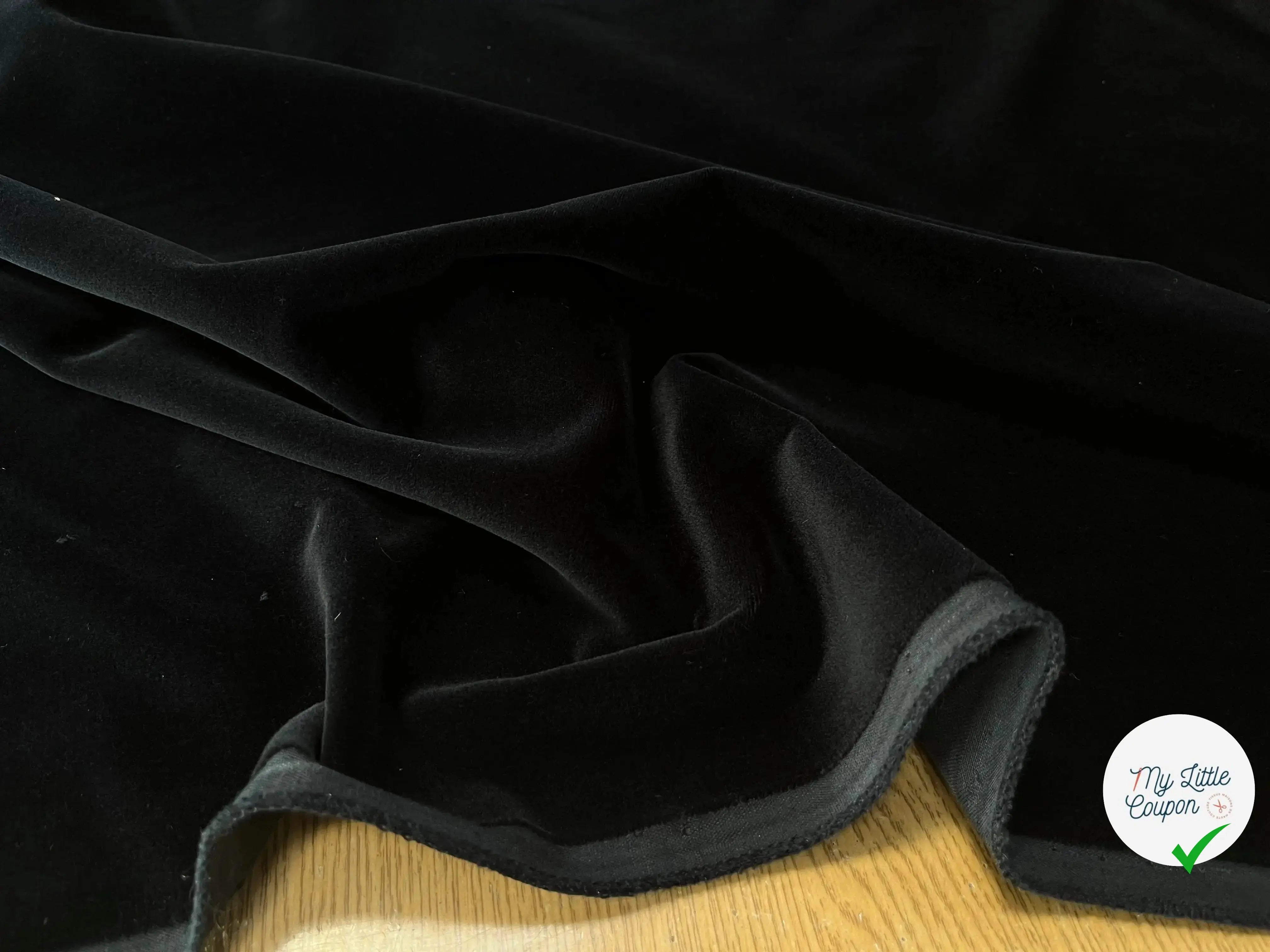 VELOURS DE COTON LISSE UNI NOIR QUALITÉ COUTURE - My Little Coupon