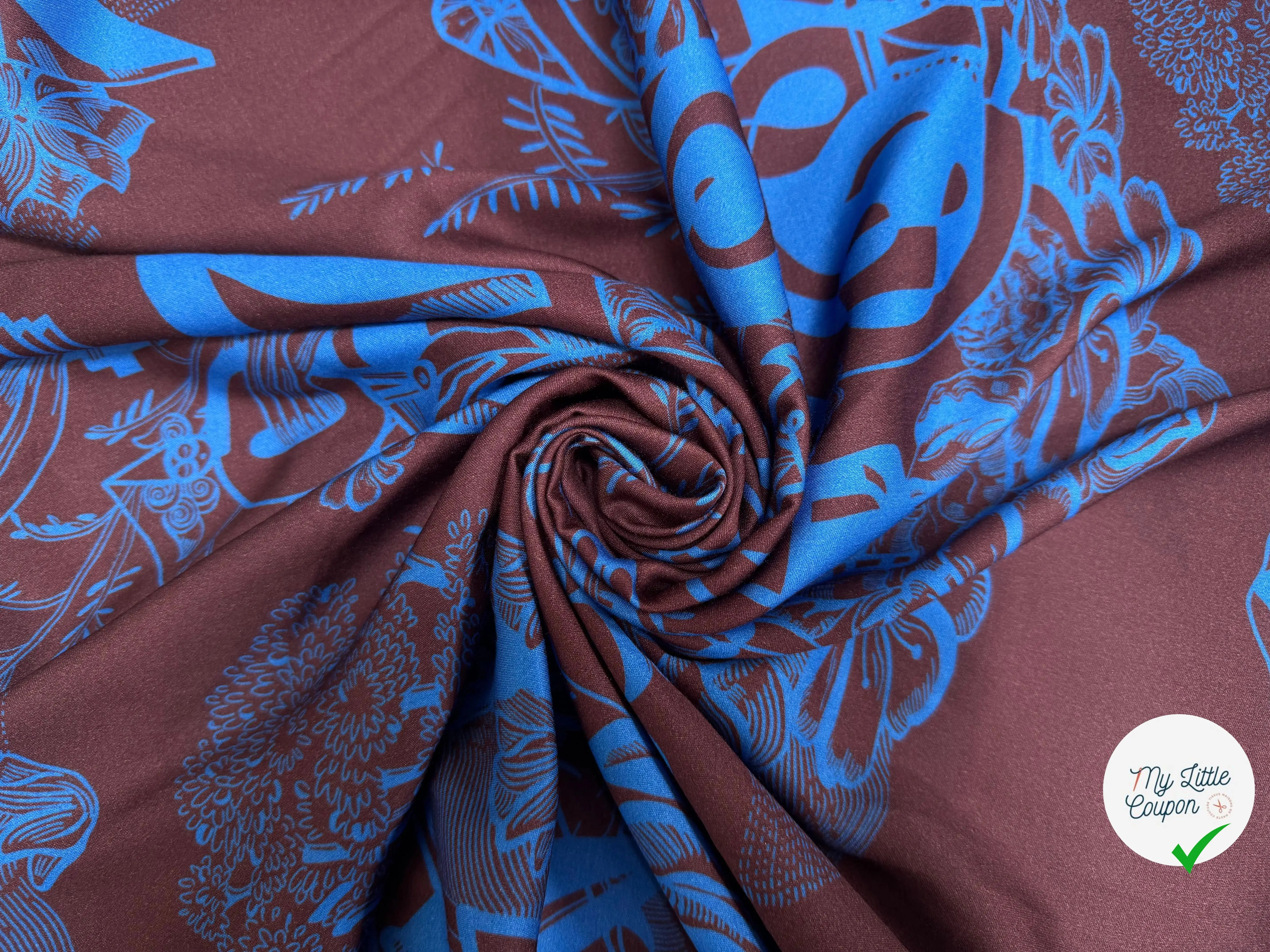 VELOUTINE 100% COTON BLEU ET MARRON - My Little Coupon