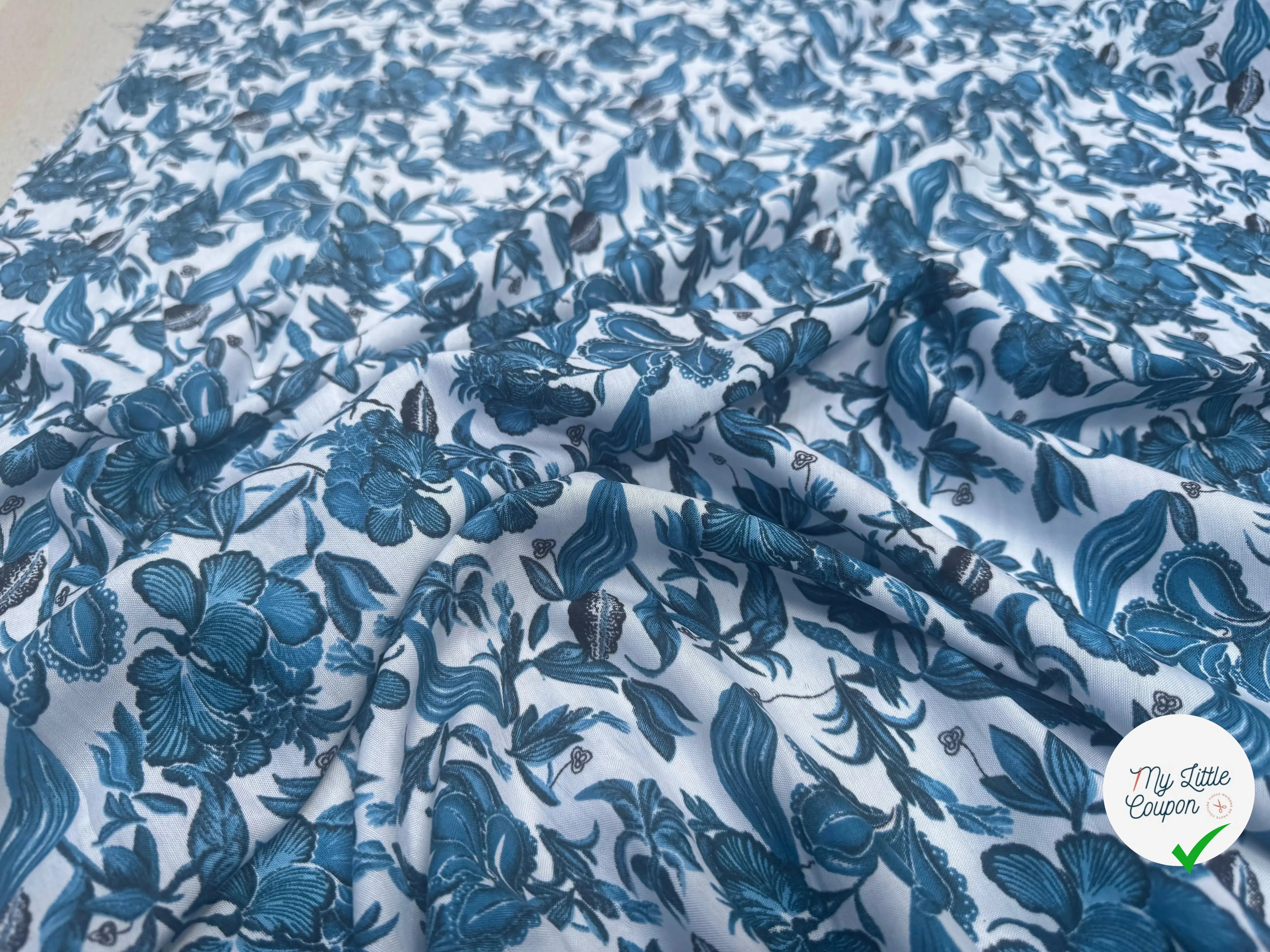 VISCOSE À MOTIFS MALLOW BLEUS - My Little Coupon