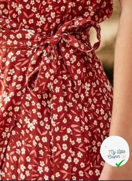 VISCOSE ECOVERO™ LENZING™ IMPRIMÉ FLEURETTE TERRACOTA - My Little Coupon