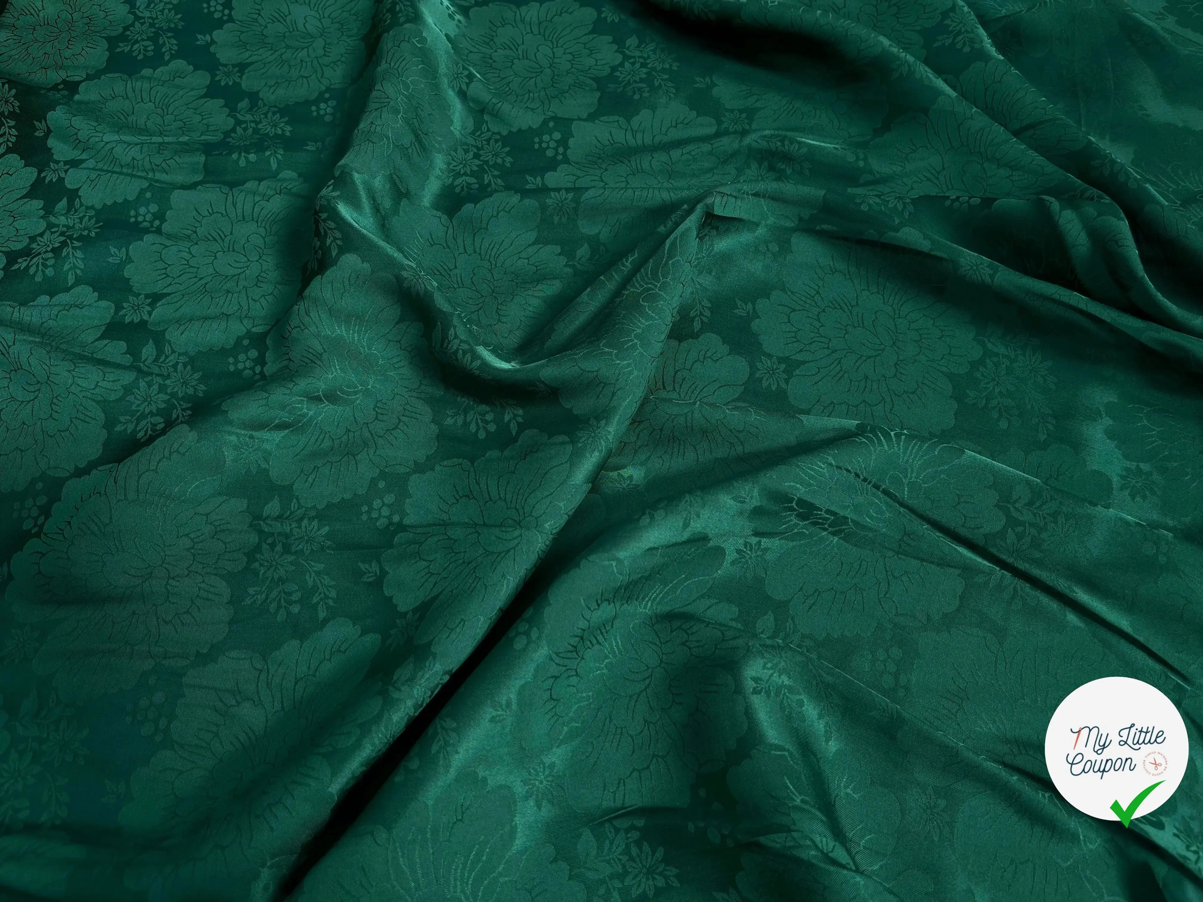 VISCOSE JACQUARD IMPRIMÉ FLEURS VERT - My Little Coupon