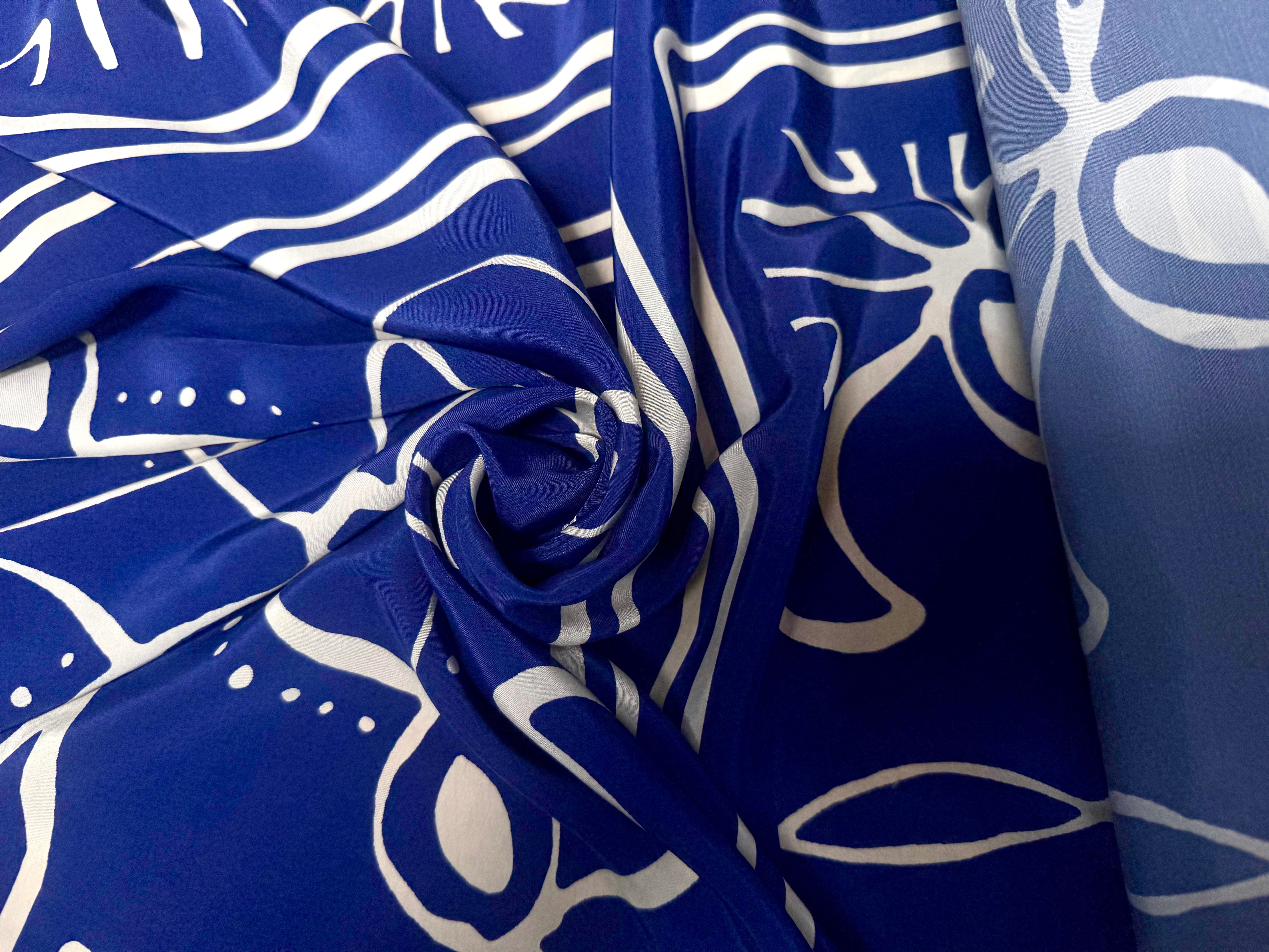 VISCOSE SATINÉE ESPRIT MEDITERANÉE BLEU - My Little Coupon