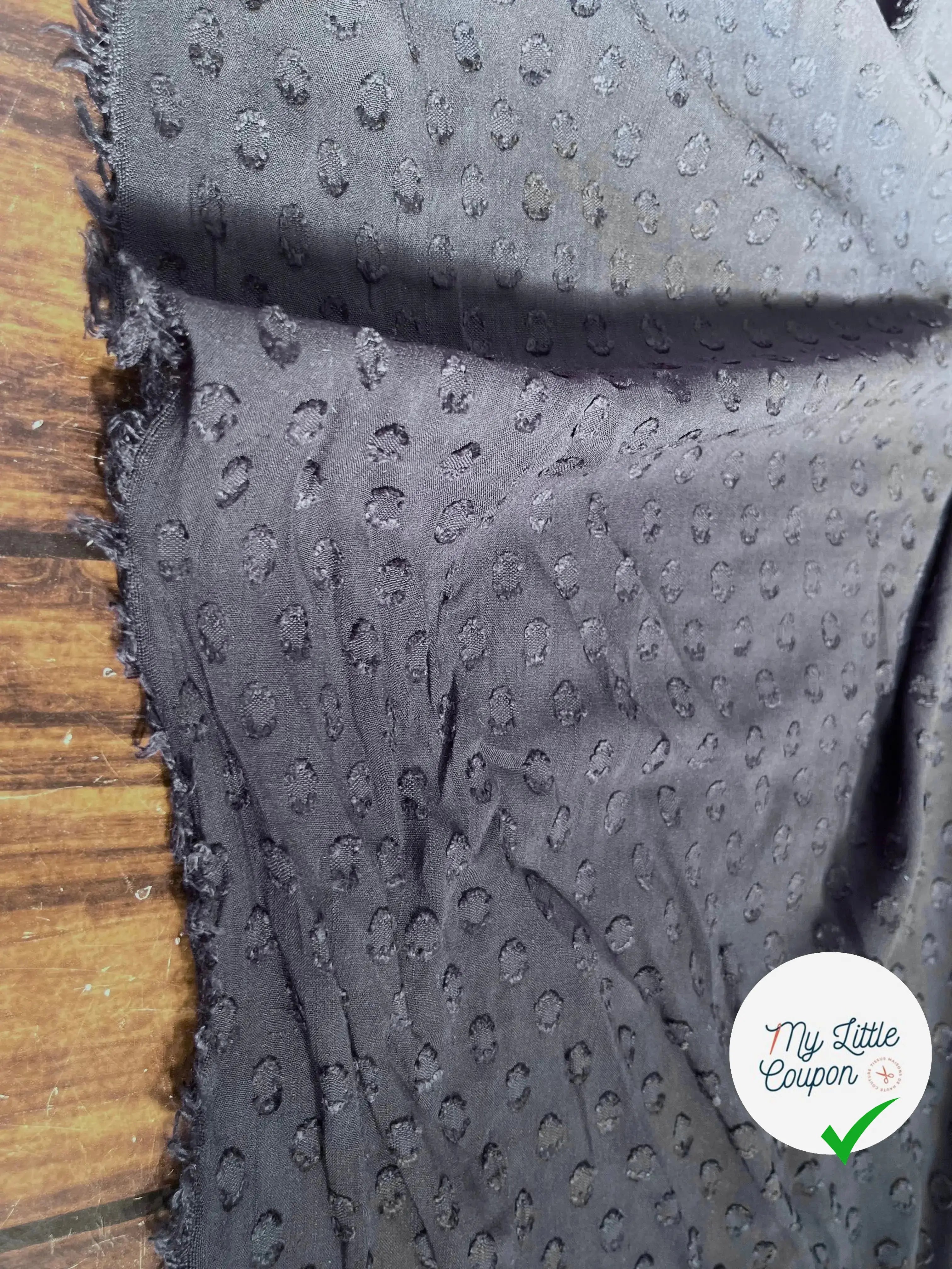 VOILE DE COTON BLEU MARINE PLUMETIS - My Little Coupon