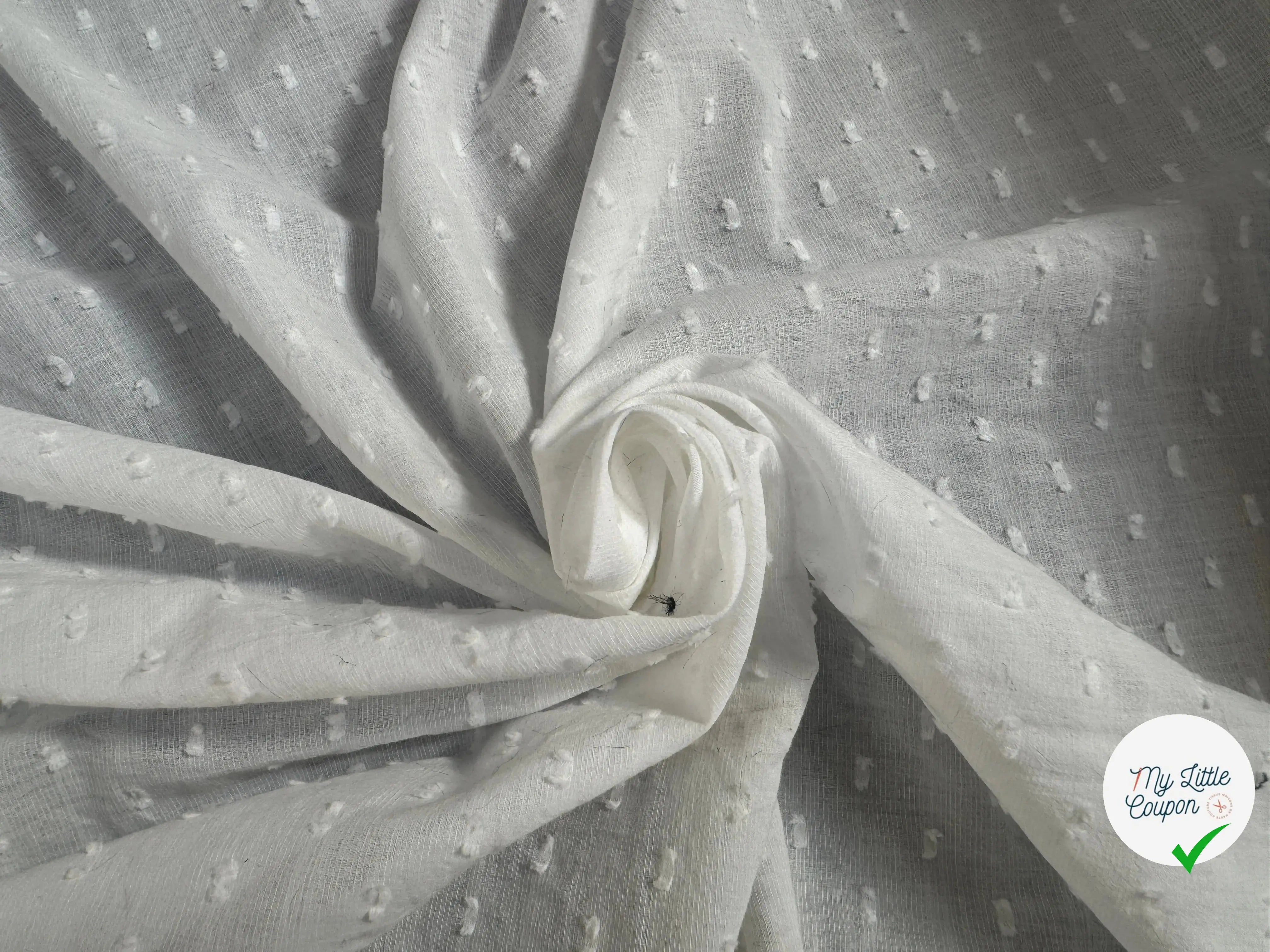 VOILE DE COTON PLUMETIS BLANC - My Little Coupon