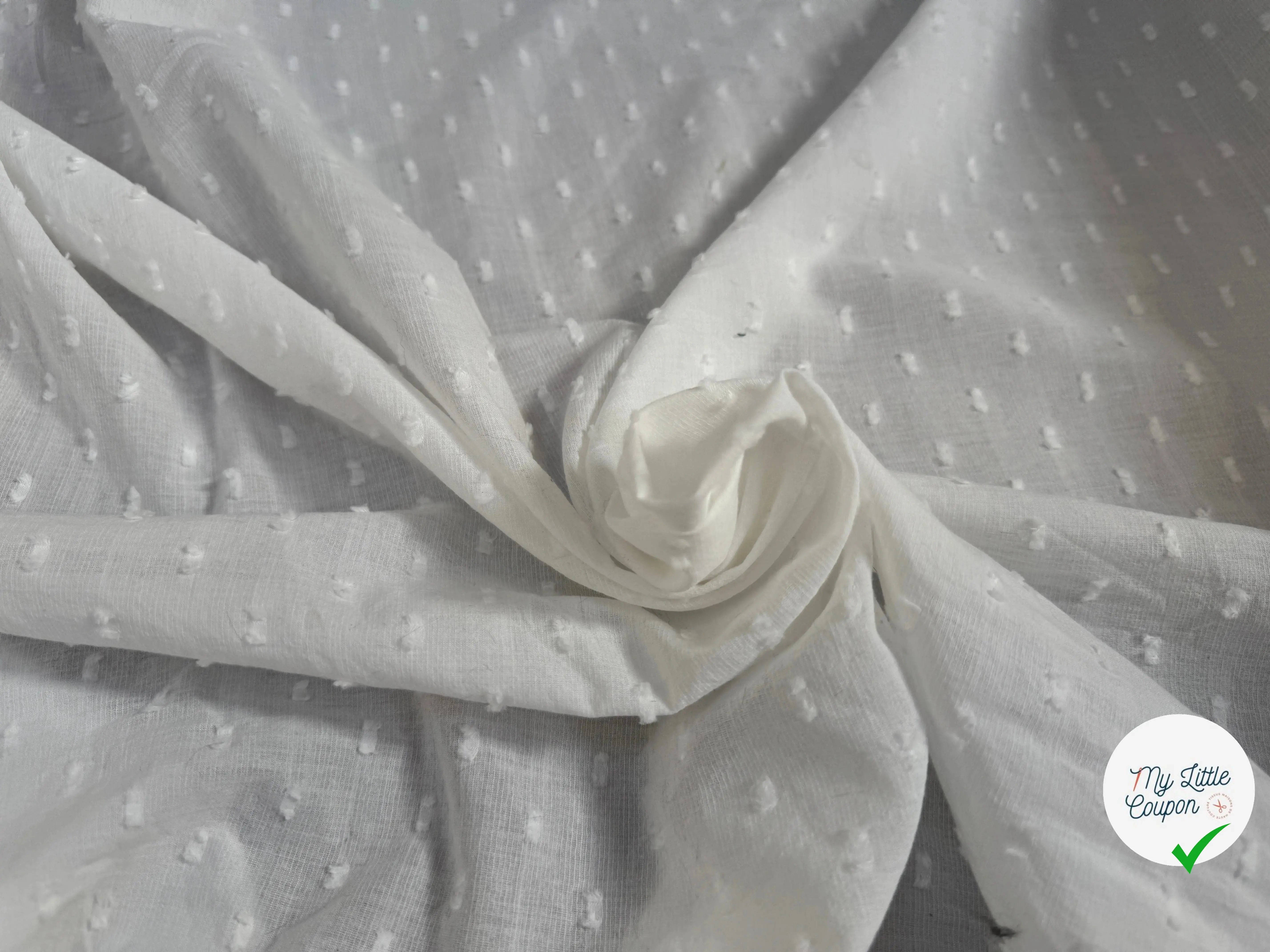 VOILE DE COTON PLUMETIS BLANC - My Little Coupon