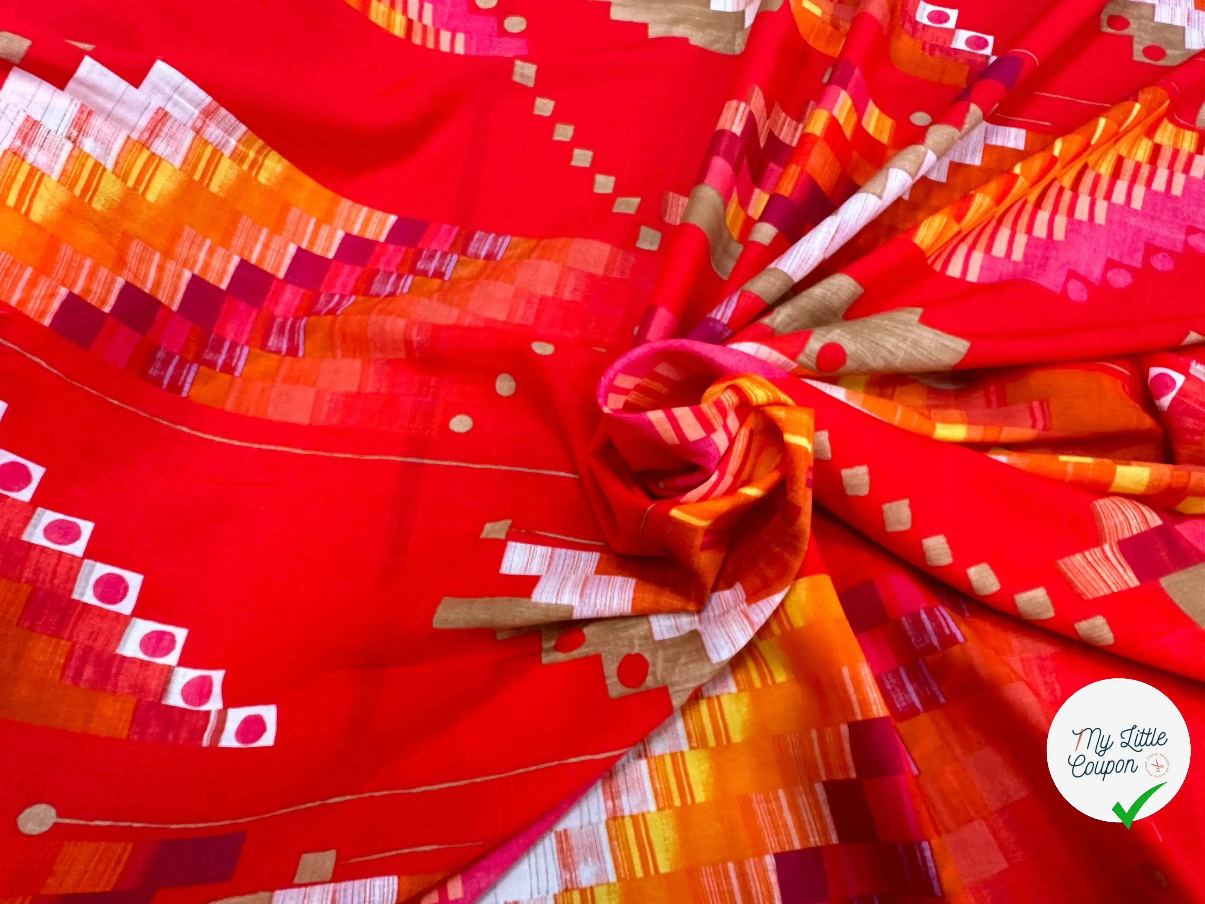 VOILE DE COTON ROUGE GEOMETRICA TKTMEMPA - My Little Coupon