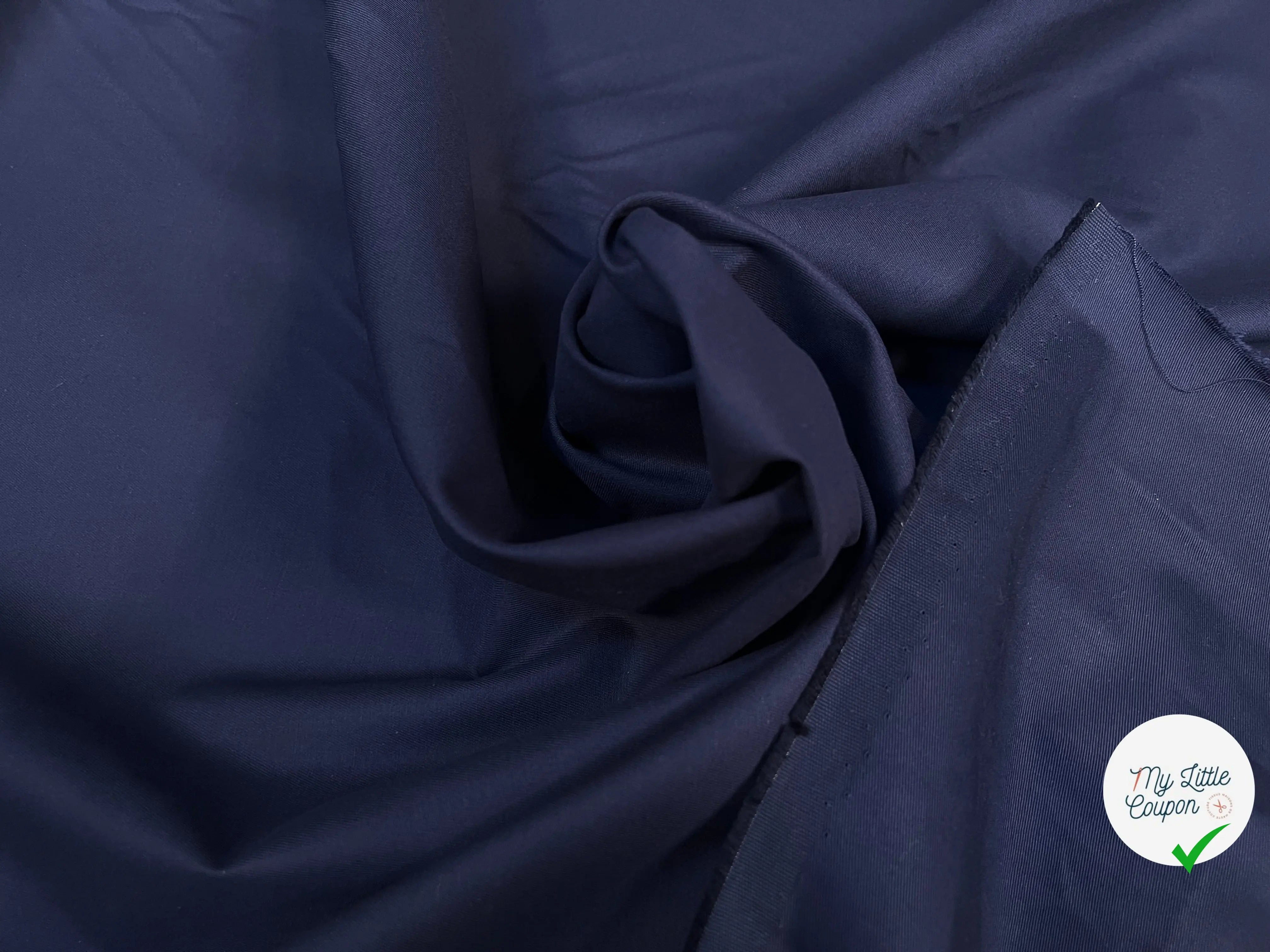 (Chute)GABARDINE DE COTON FINEMENT SERGÉ BLEU - My Little Coupon