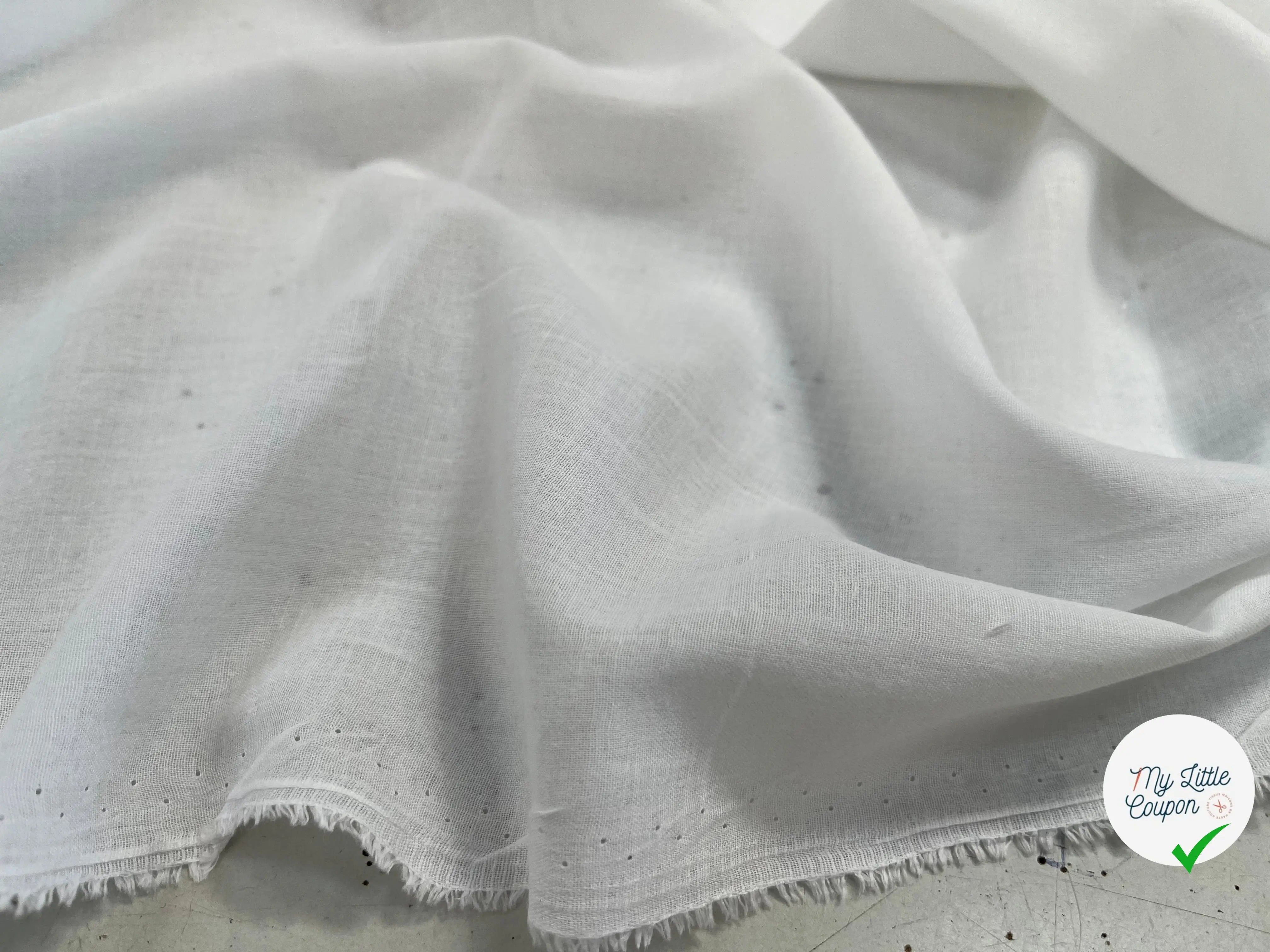 (Chute)VOILE DE COTON UNI BLANC SAINT GALL - My Little Coupon