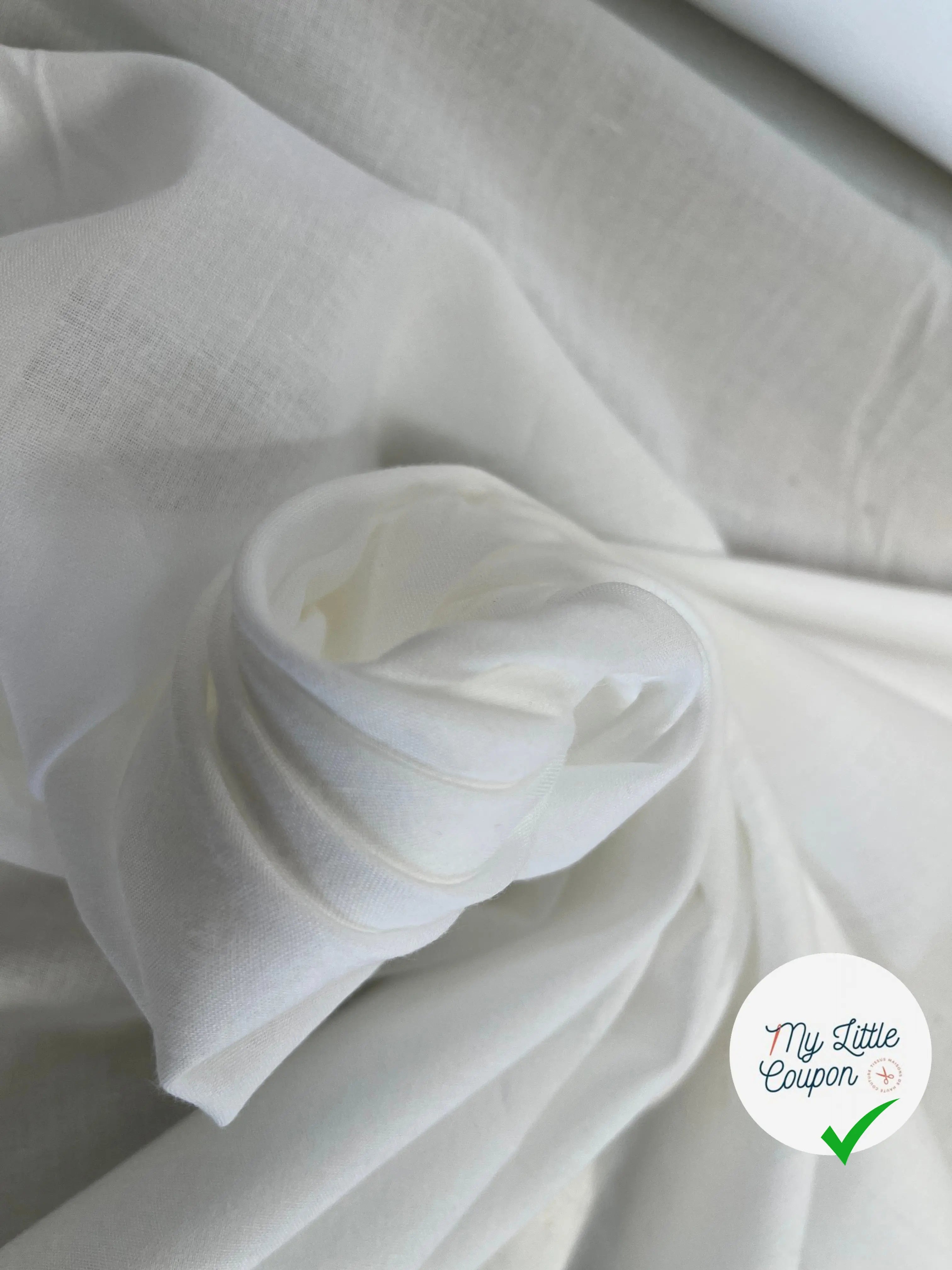 (Chute)VOILE DE COTON UNI BLANC SAINT GALL - My Little Coupon