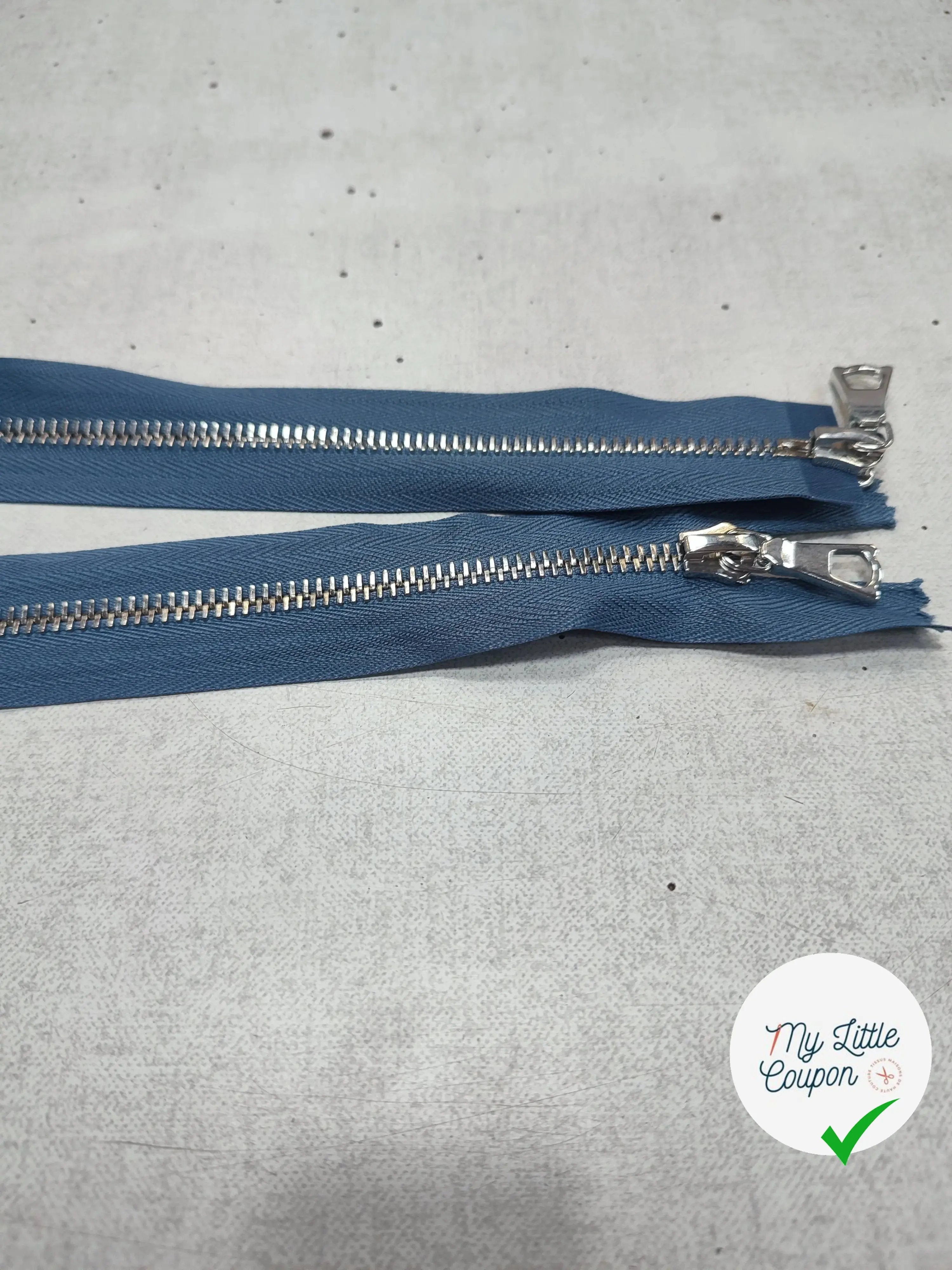 FERMETURE RIRI METAL NON SÉPARABLE DOUBLE ZIP 90CM BLEU M6 - My Little Coupon