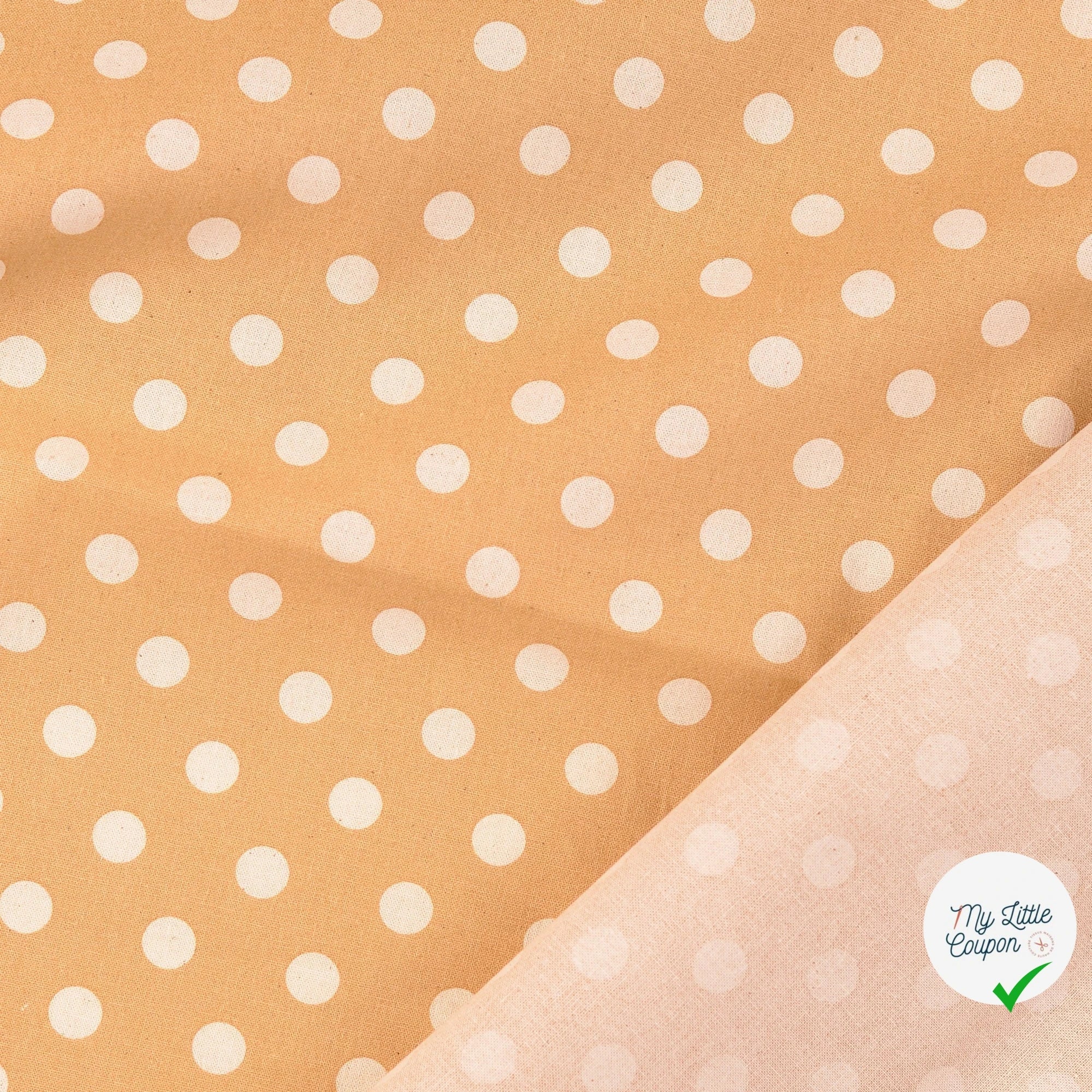 Cretonne de coton à pois beige - My Little Coupon