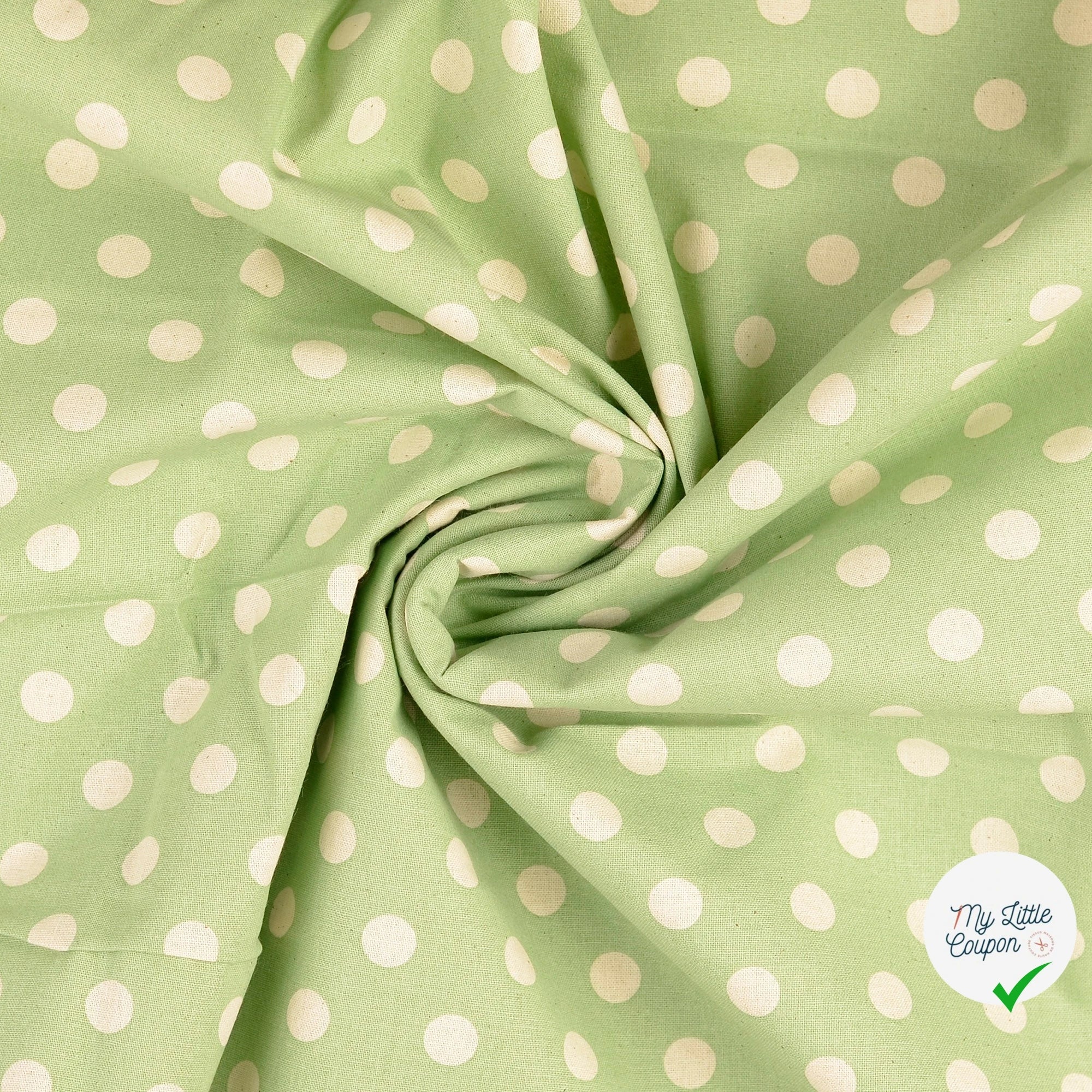 Cretonne de coton à pois menthe foncée - My Little Coupon
