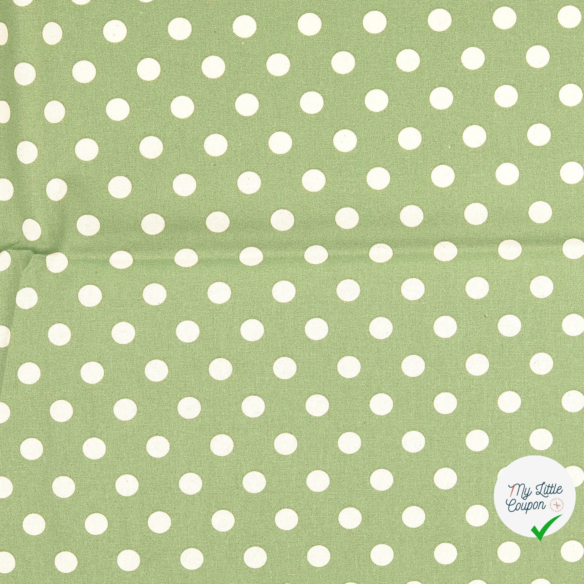 Cretonne de coton à pois pomme verte - My Little Coupon