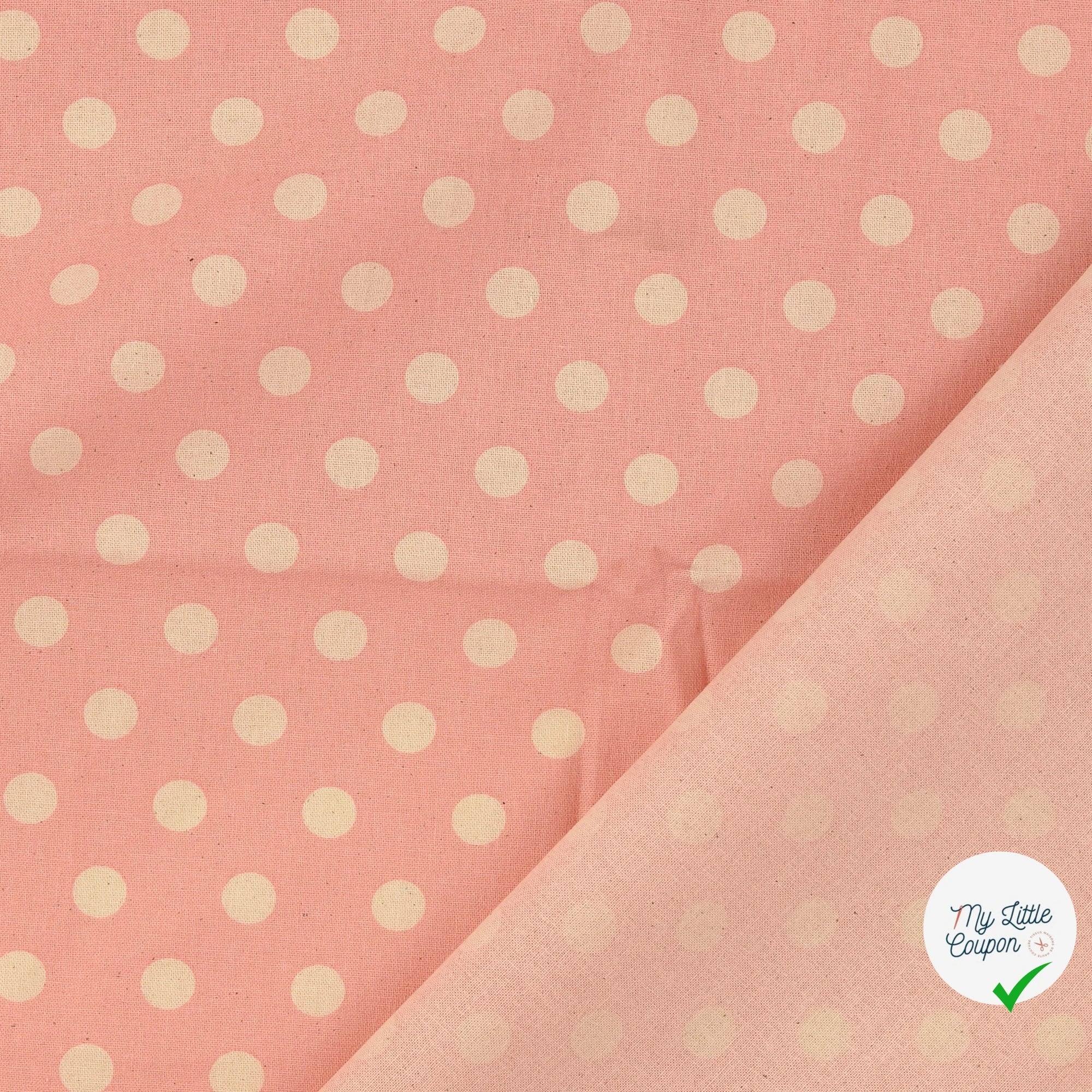 Cretonne de coton à pois rose clair - My Little Coupon