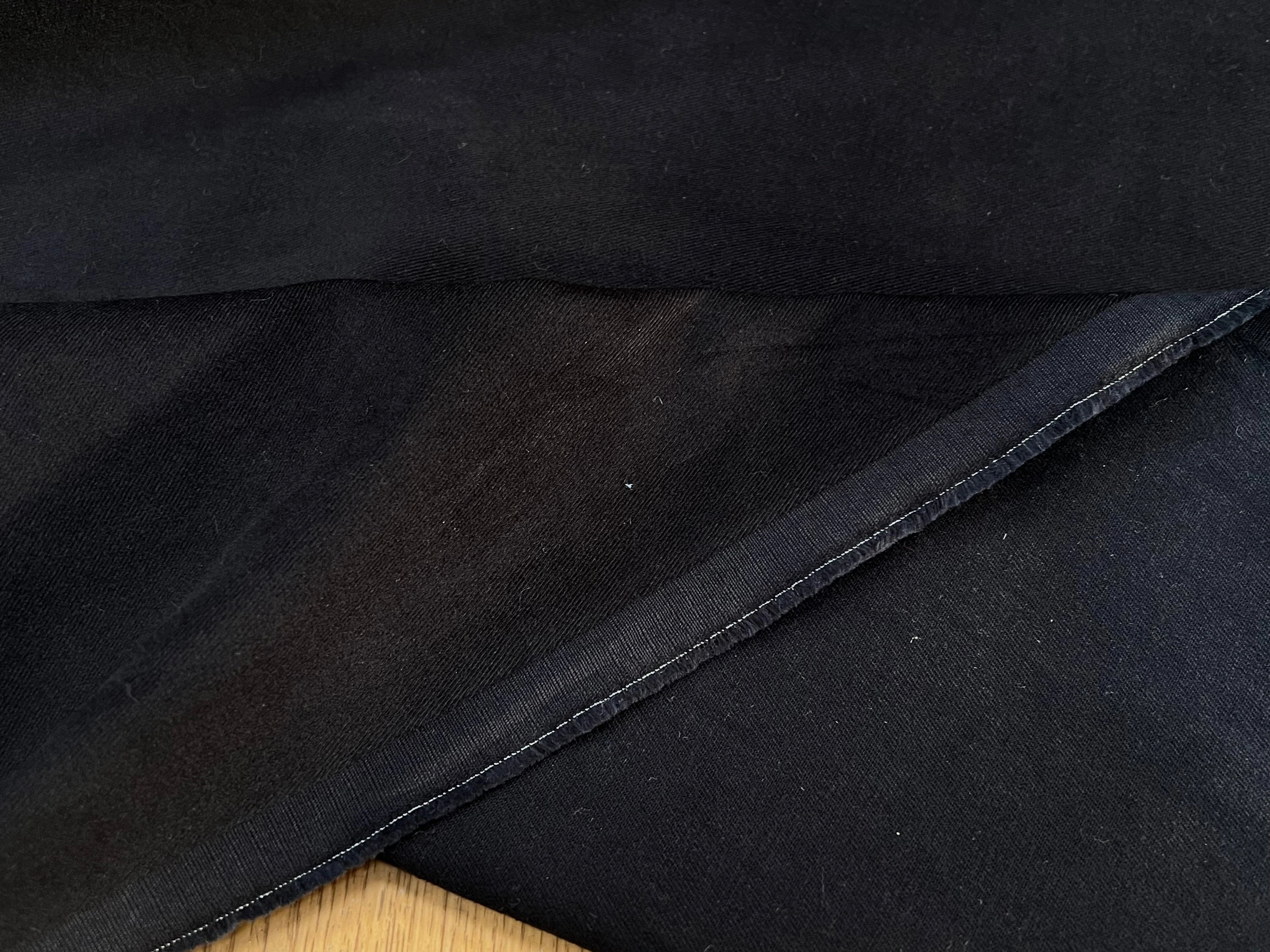 DENIM COTON GRATTÉ EFFET DUVETEUX NOIR PEAU DE PÊCHE 97% COTON 145CM - My Little Coupon