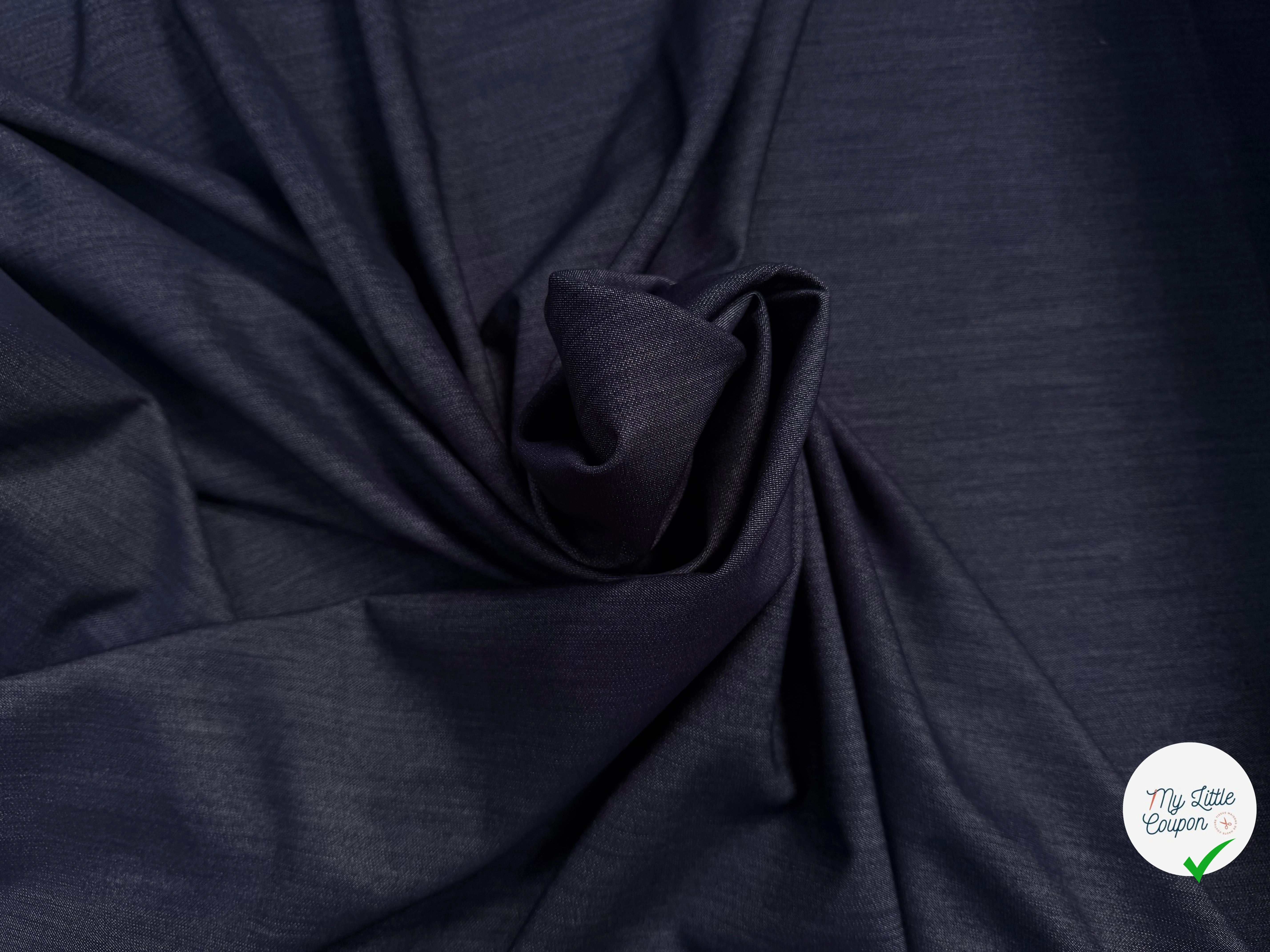 DENIM STRETCH POLYVISCOSE NAVY - My Little Coupon