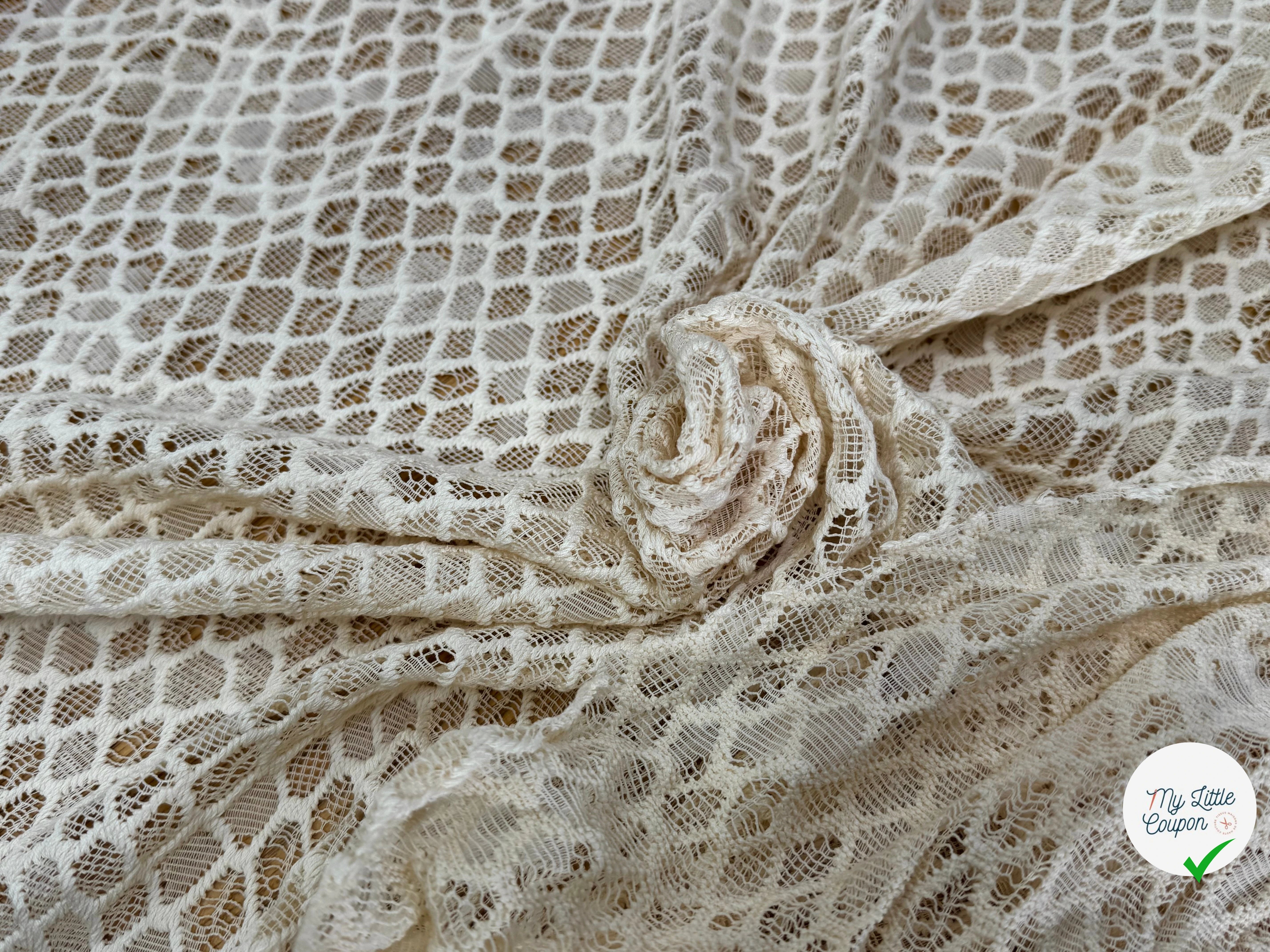 DENTELLE COTON TISSÉ LOSANGE ÉCRU - My Little Coupon