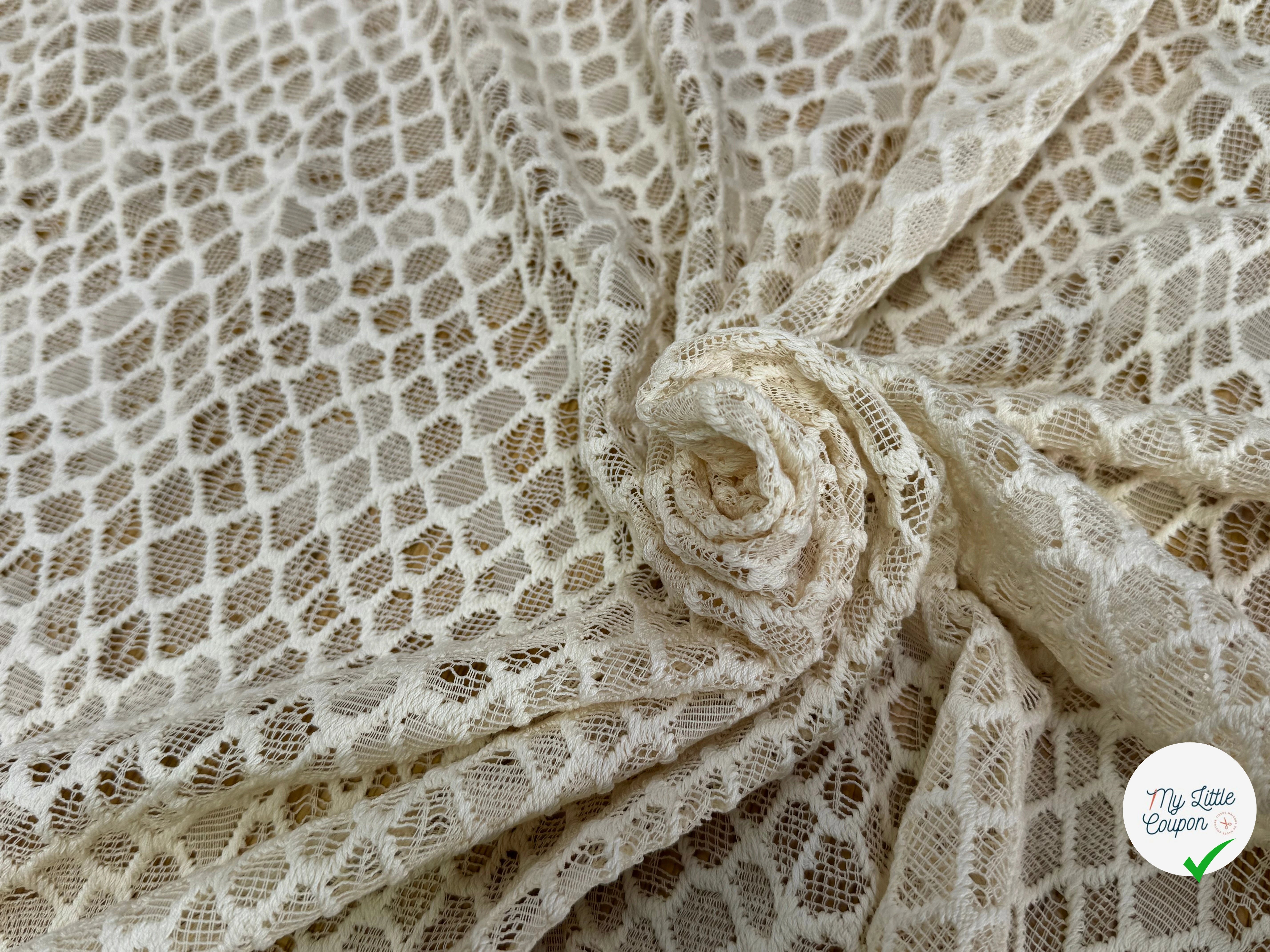 DENTELLE COTON TISSÉ LOSANGE ÉCRU - My Little Coupon