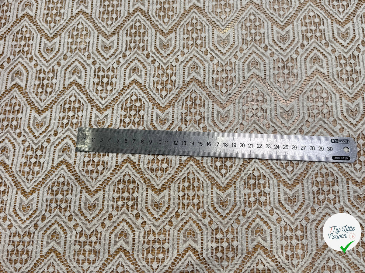DENTELLE STRETCH MOTIFS GÉOMÉTRIQUES 80% COTON ÉCRU - My Little Coupon