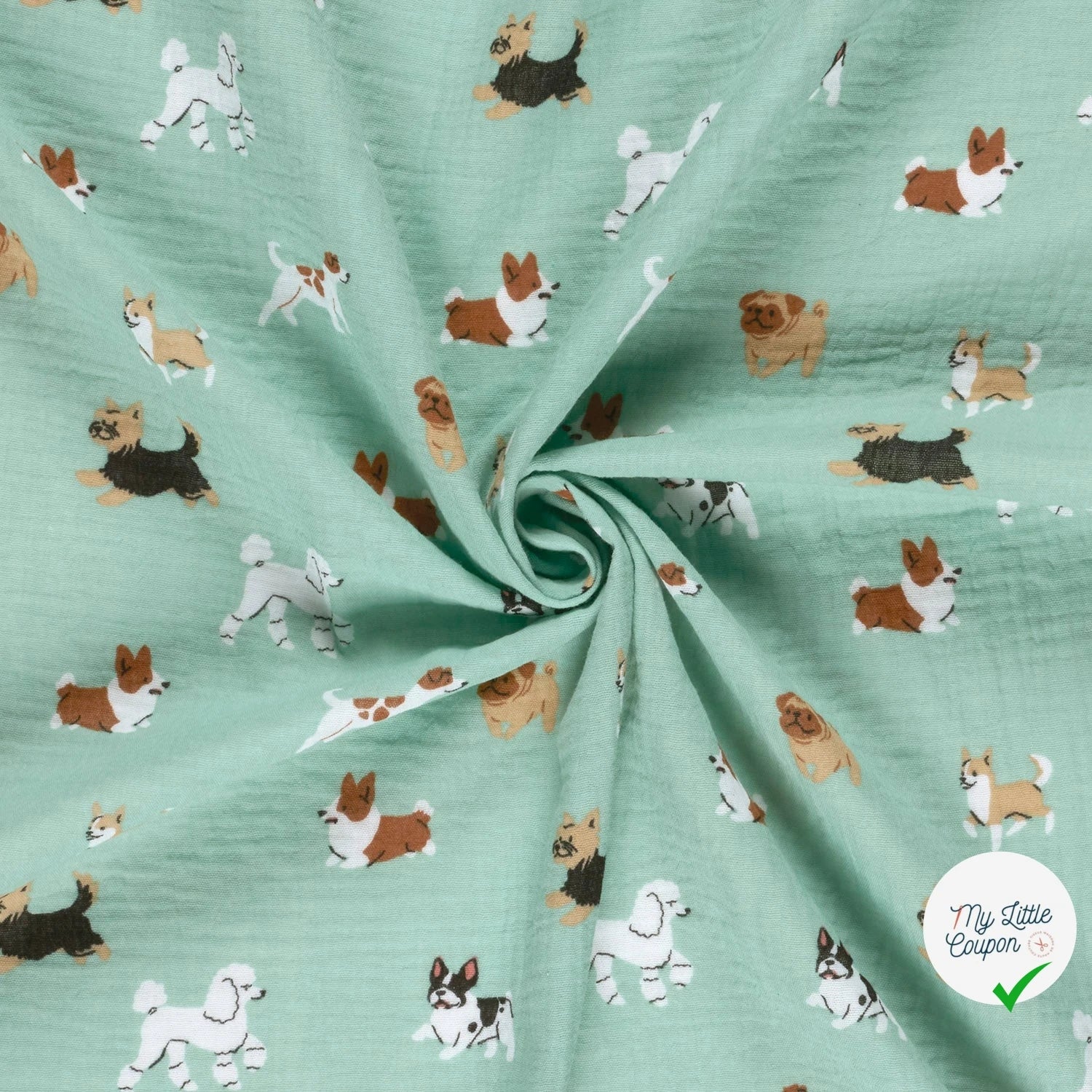 DOUBLE GAZE DE COTON CHIENS BLEU BÉBÉ - My Little Coupon