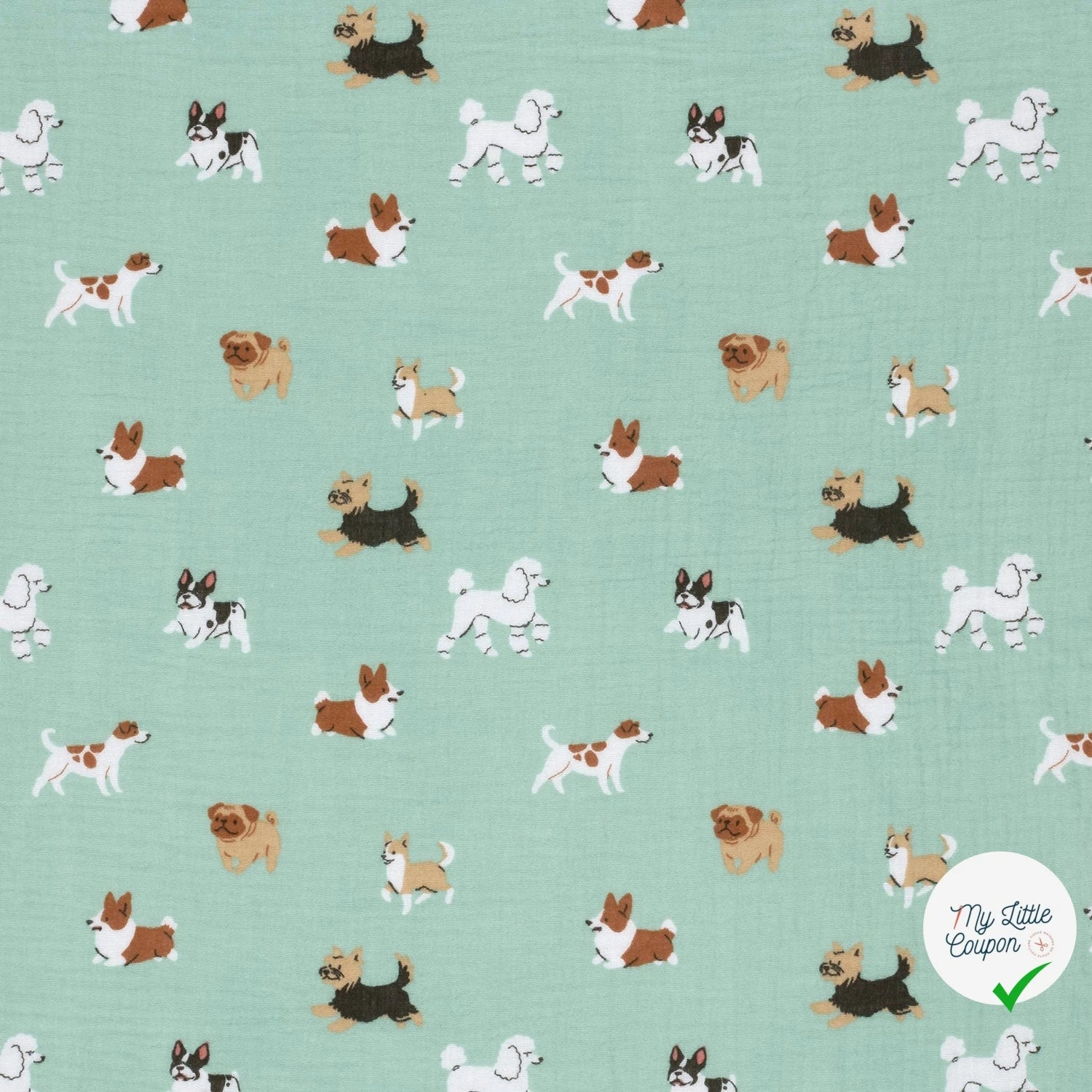 DOUBLE GAZE DE COTON CHIENS BLEU BÉBÉ - My Little Coupon