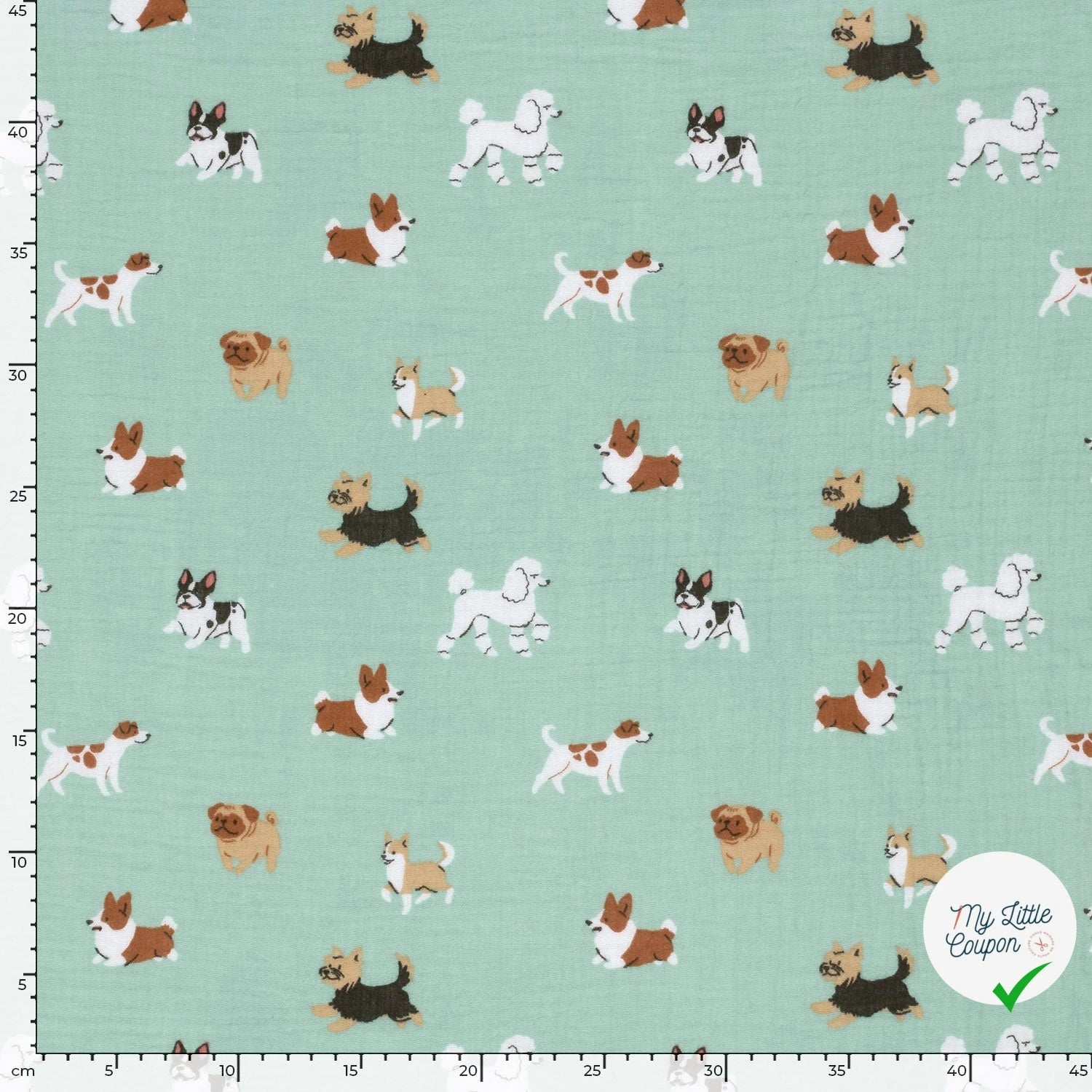 DOUBLE GAZE DE COTON CHIENS BLEU BÉBÉ - My Little Coupon