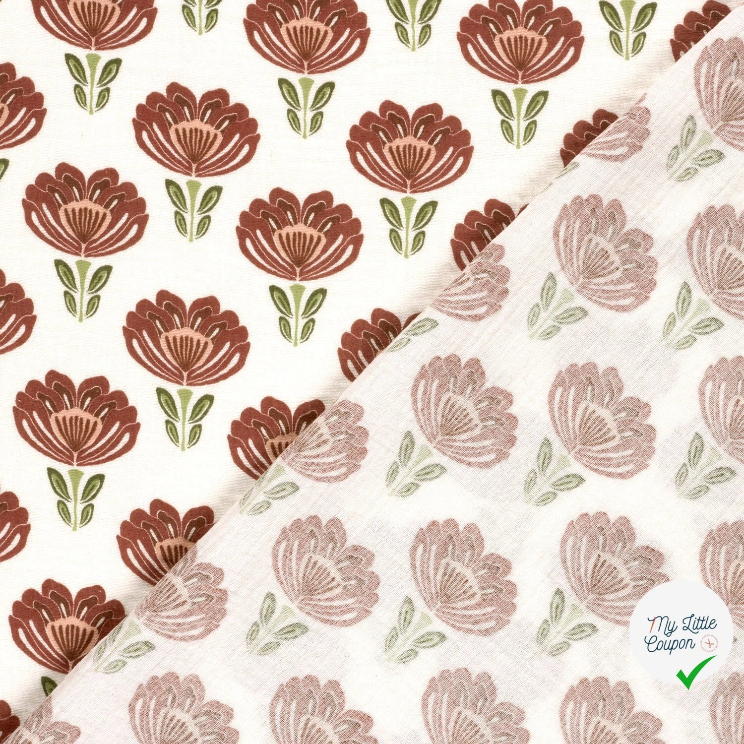 DOUBLE GAZE DE COTON FLEURS FOND BLANC - My Little Coupon