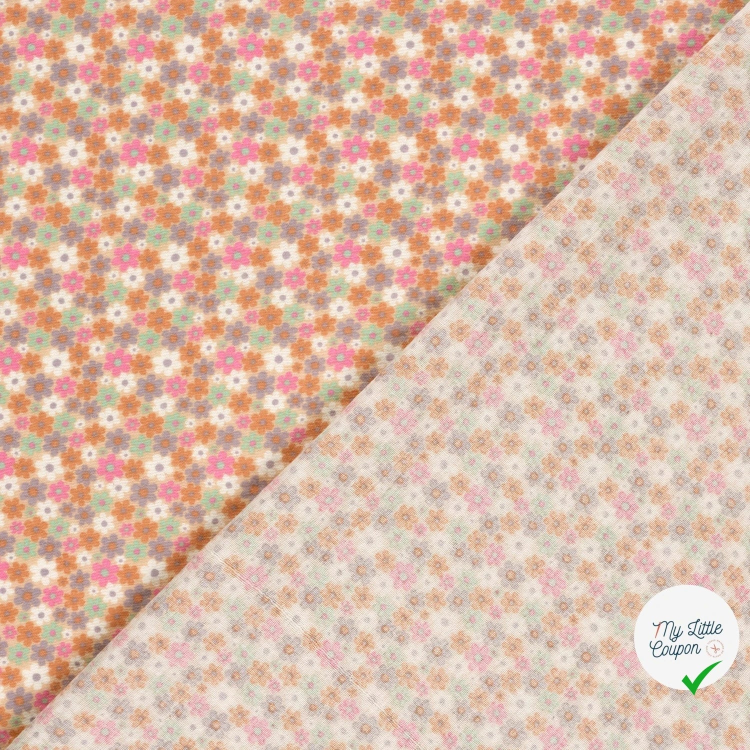 DOUBLE GAZE DE COTON FLEURS ROSE - My Little Coupon