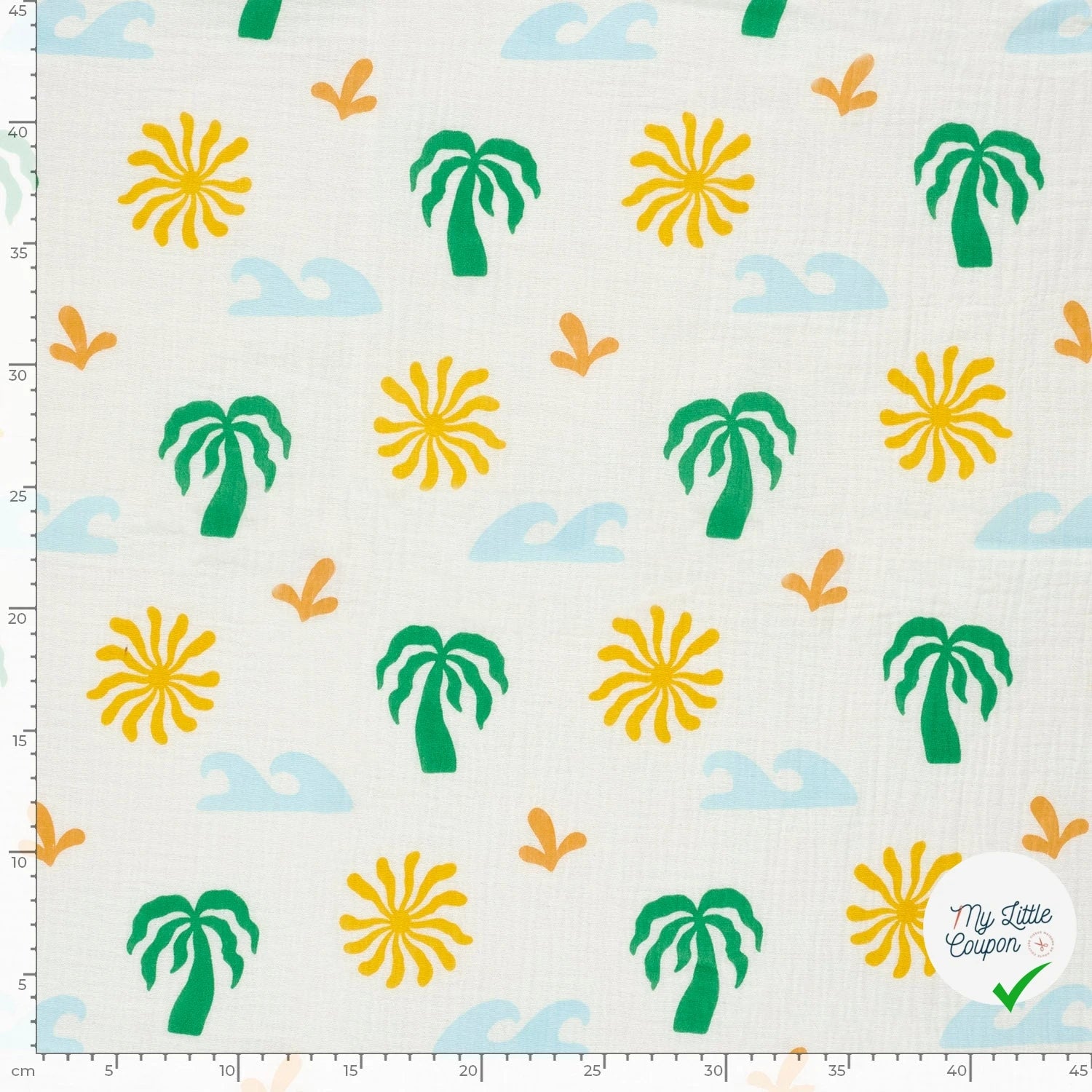 DOUBLE GAZE DE COTON PALMIER BLANC CASSÉ - My Little Coupon
