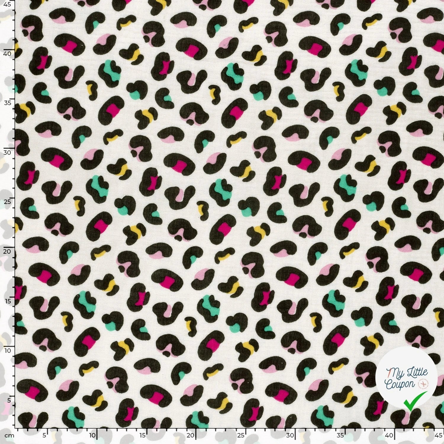DOUBLE GAZE DE COTON PANTHÈRE BLANC CASSÉ - My Little Coupon
