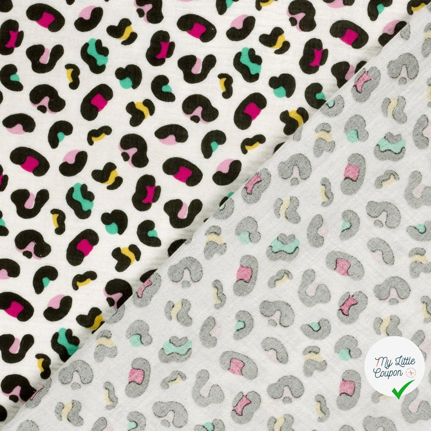 DOUBLE GAZE DE COTON PANTHÈRE BLANC CASSÉ - My Little Coupon