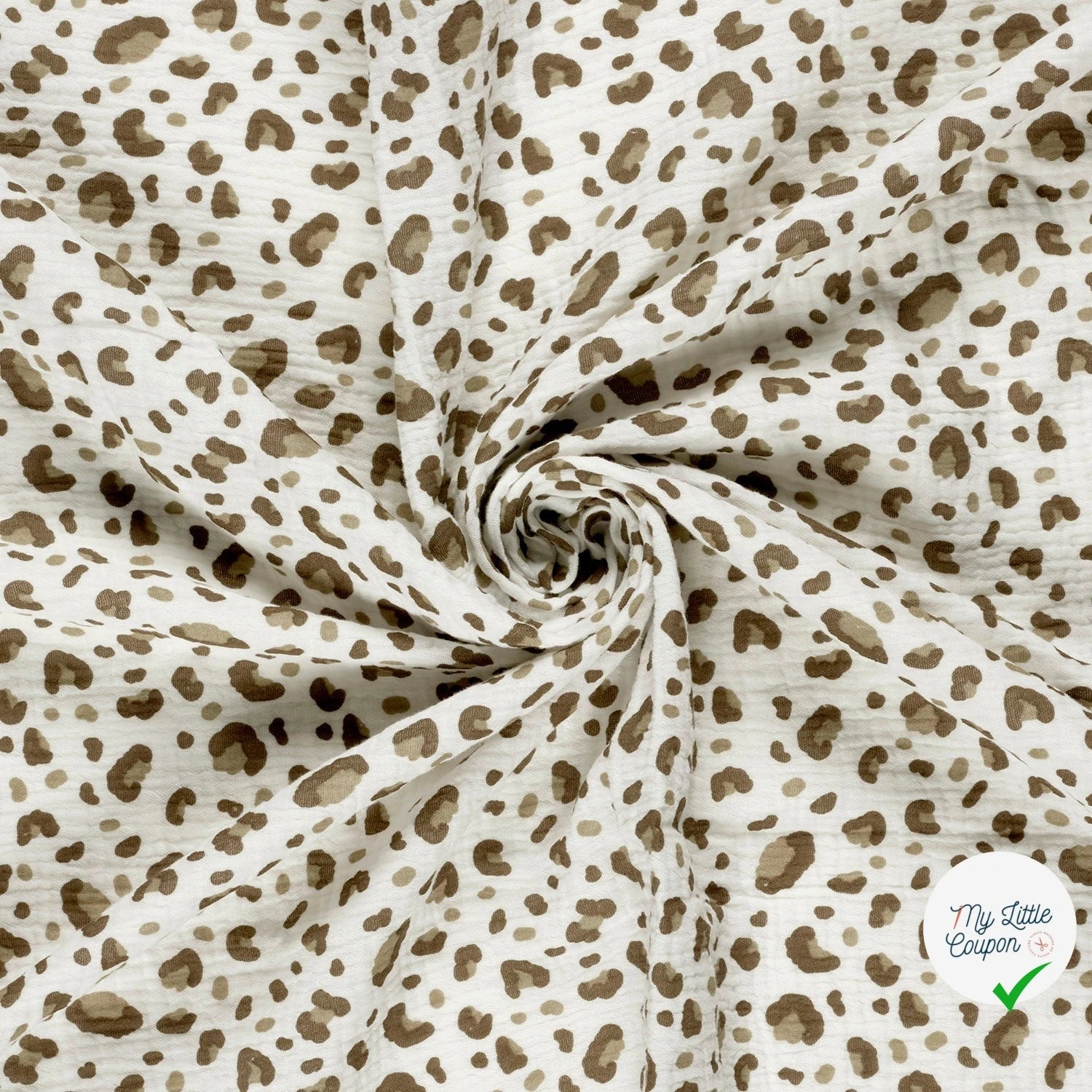 DOUBLE GAZE DE COTON PANTHÈRE BLANC CASSÉ - My Little Coupon