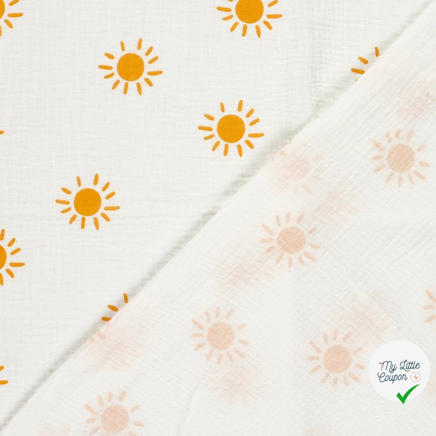 DOUBLE GAZE DE COTON SOLEILS BLANC CASSÉ - My Little Coupon