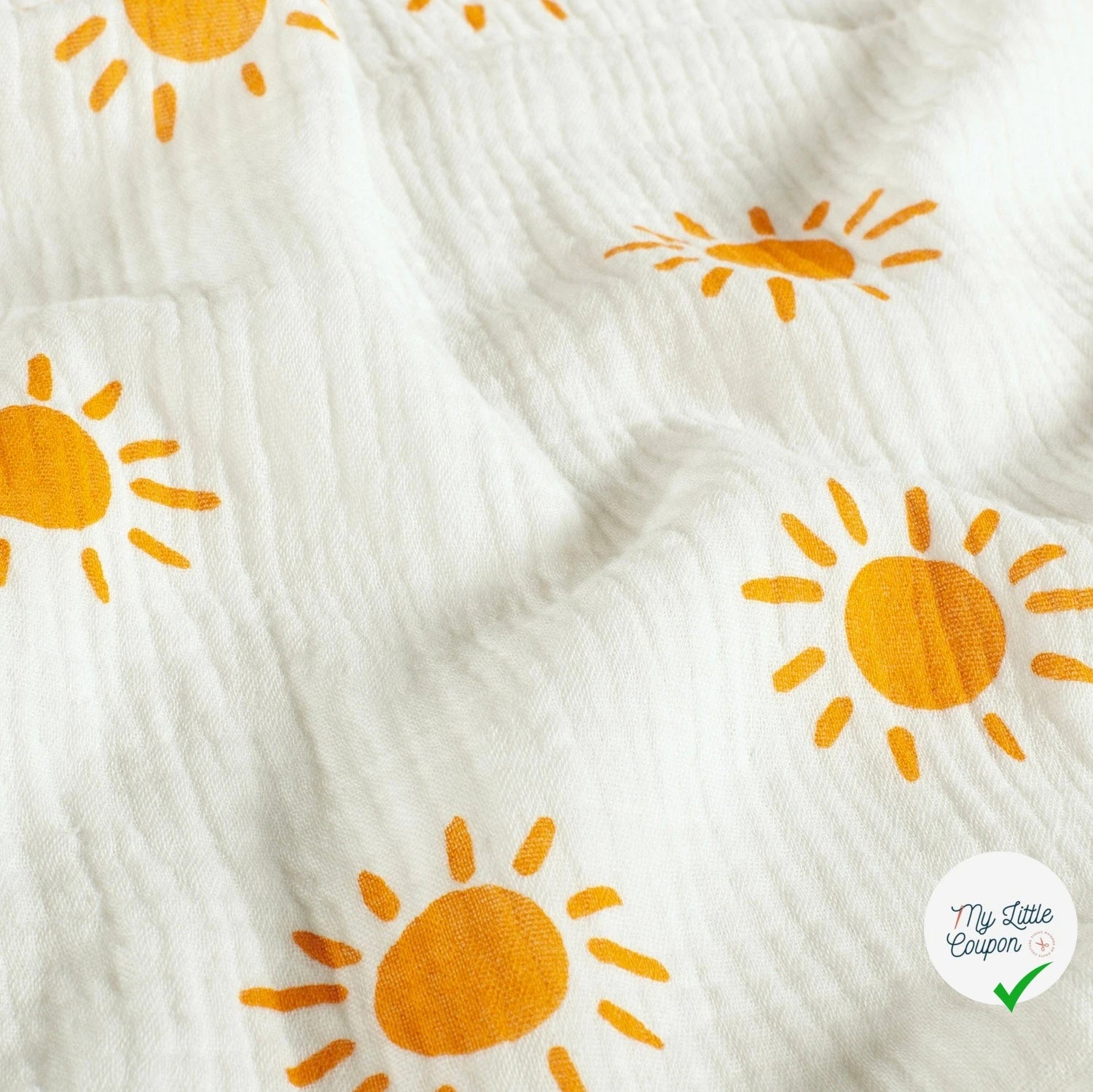 DOUBLE GAZE DE COTON SOLEILS BLANC CASSÉ - My Little Coupon