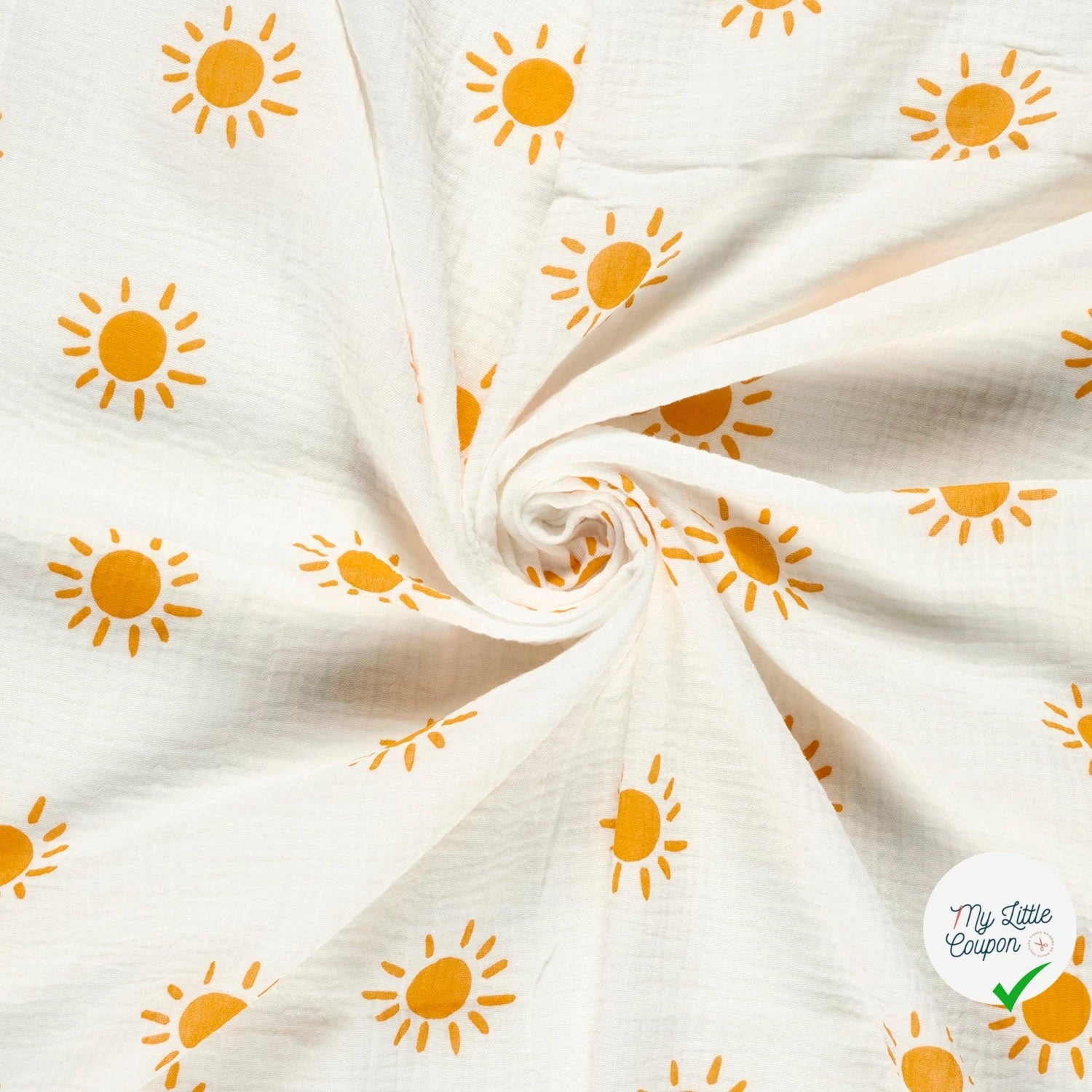 DOUBLE GAZE DE COTON SOLEILS BLANC CASSÉ - My Little Coupon