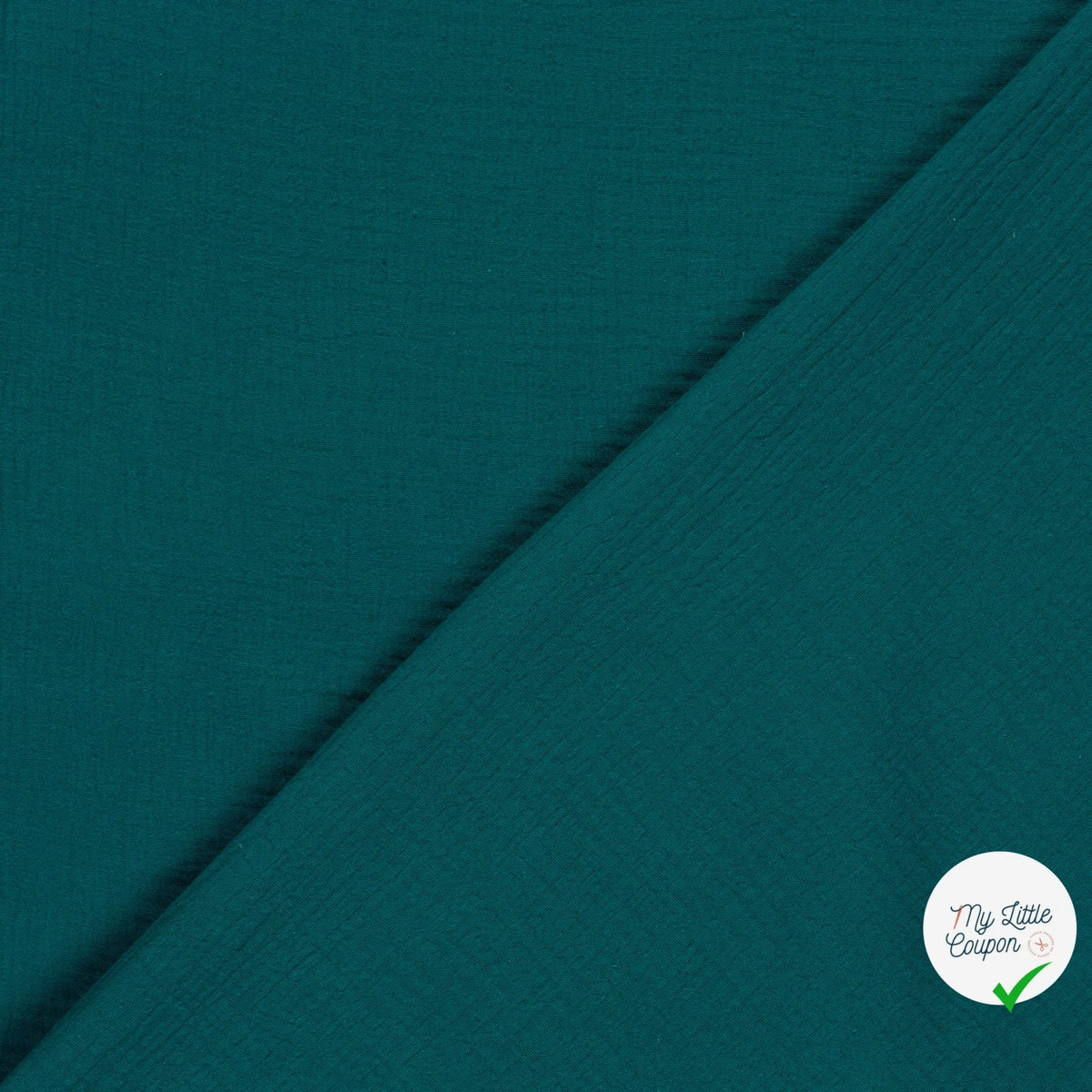 Double gaze de coton unie bleu canard