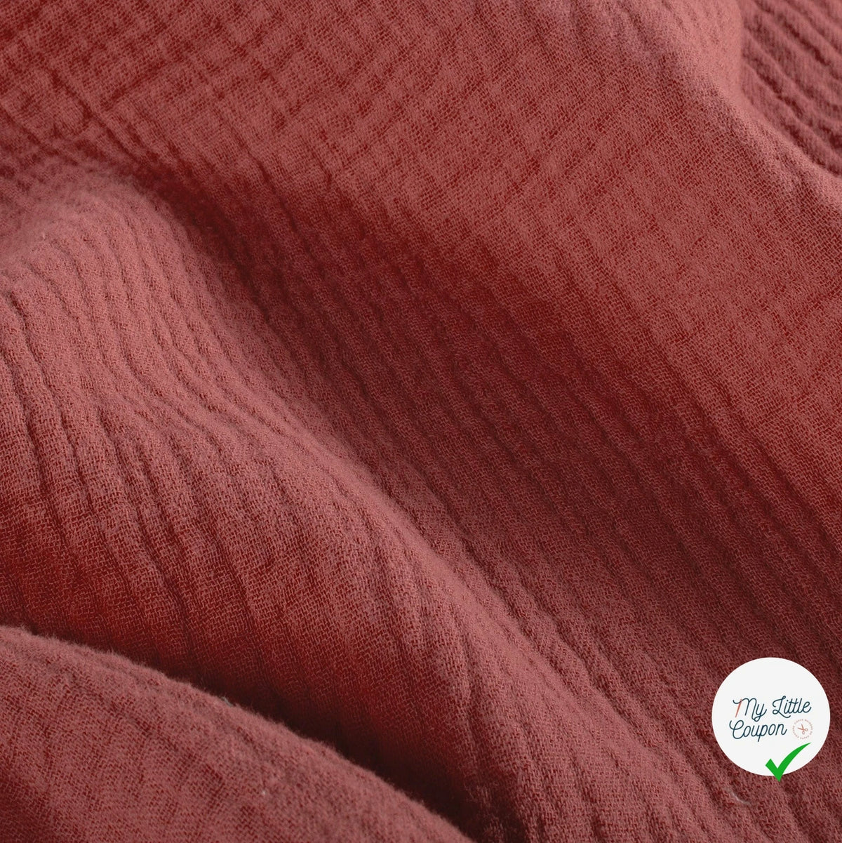 DOUBLE GAZE DE COTON UNIE BOIS DE ROSE - My Little Coupon