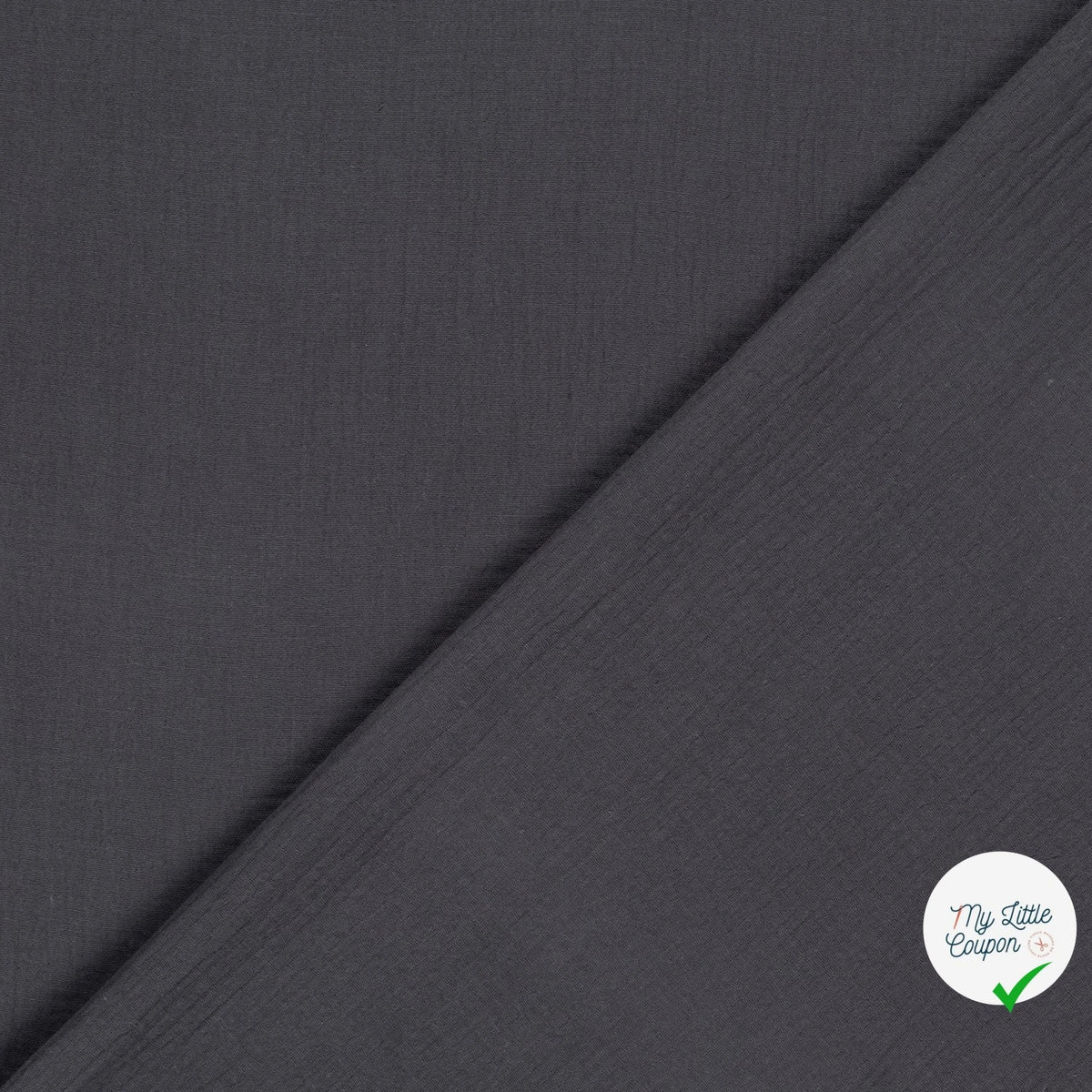 DOUBLE GAZE DE COTON UNIE GRIS FONCÉ - My Little Coupon