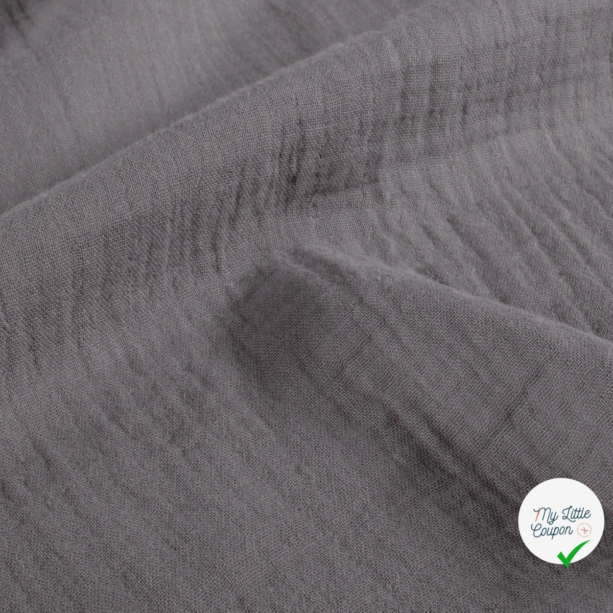 DOUBLE GAZE DE COTON UNIE GRIS TAUPE - My Little Coupon