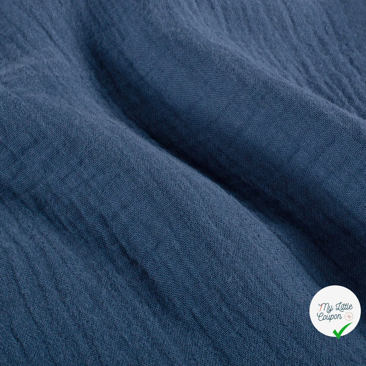 DOUBLE GAZE DE COTON UNIE INDIGO FONCÉ - My Little Coupon