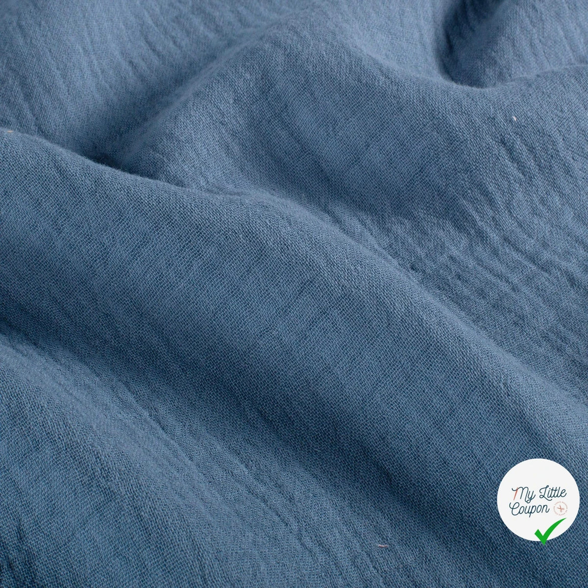 Double gaze de coton unie indigo