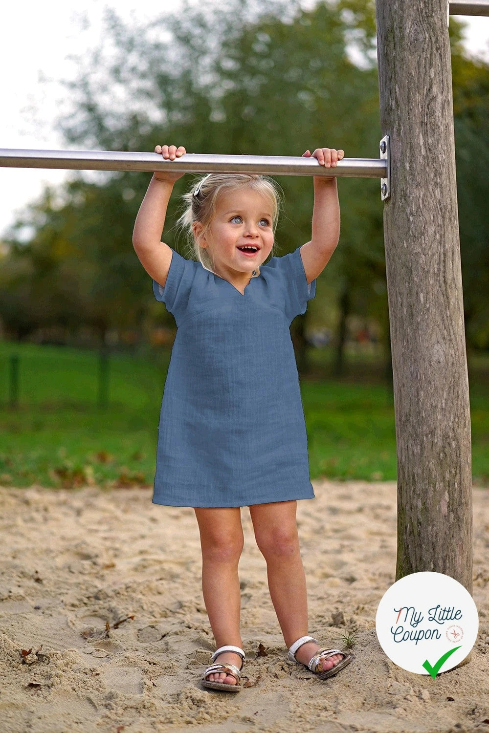 Double gaze de coton unie indigo