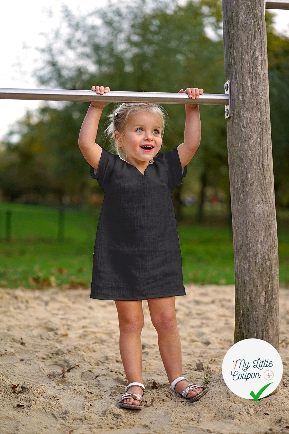 DOUBLE GAZE DE COTON UNIE NOIR - My Little Coupon