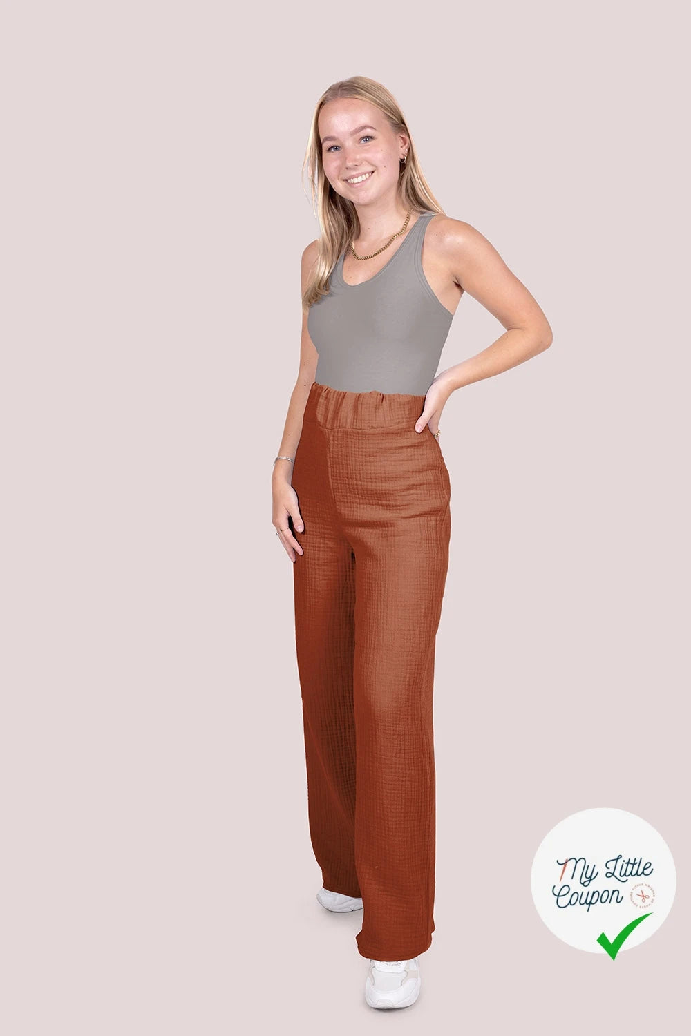 DOUBLE GAZE DE COTON UNIE ROUILLE - My Little Coupon