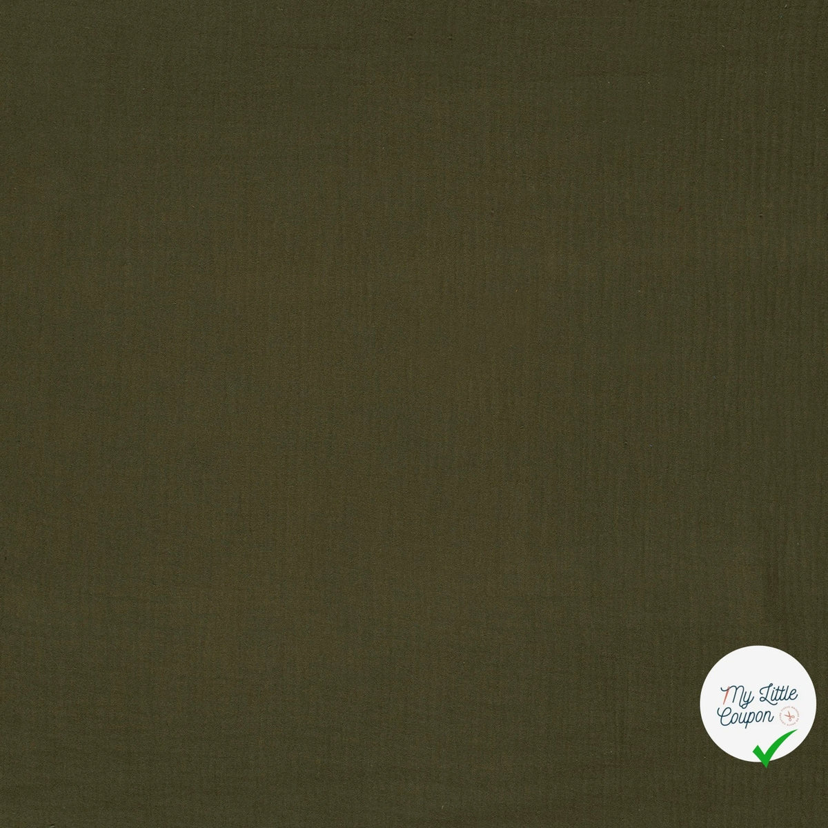 DOUBLE GAZE DE COTON UNIE VERT KAKI - My Little Coupon