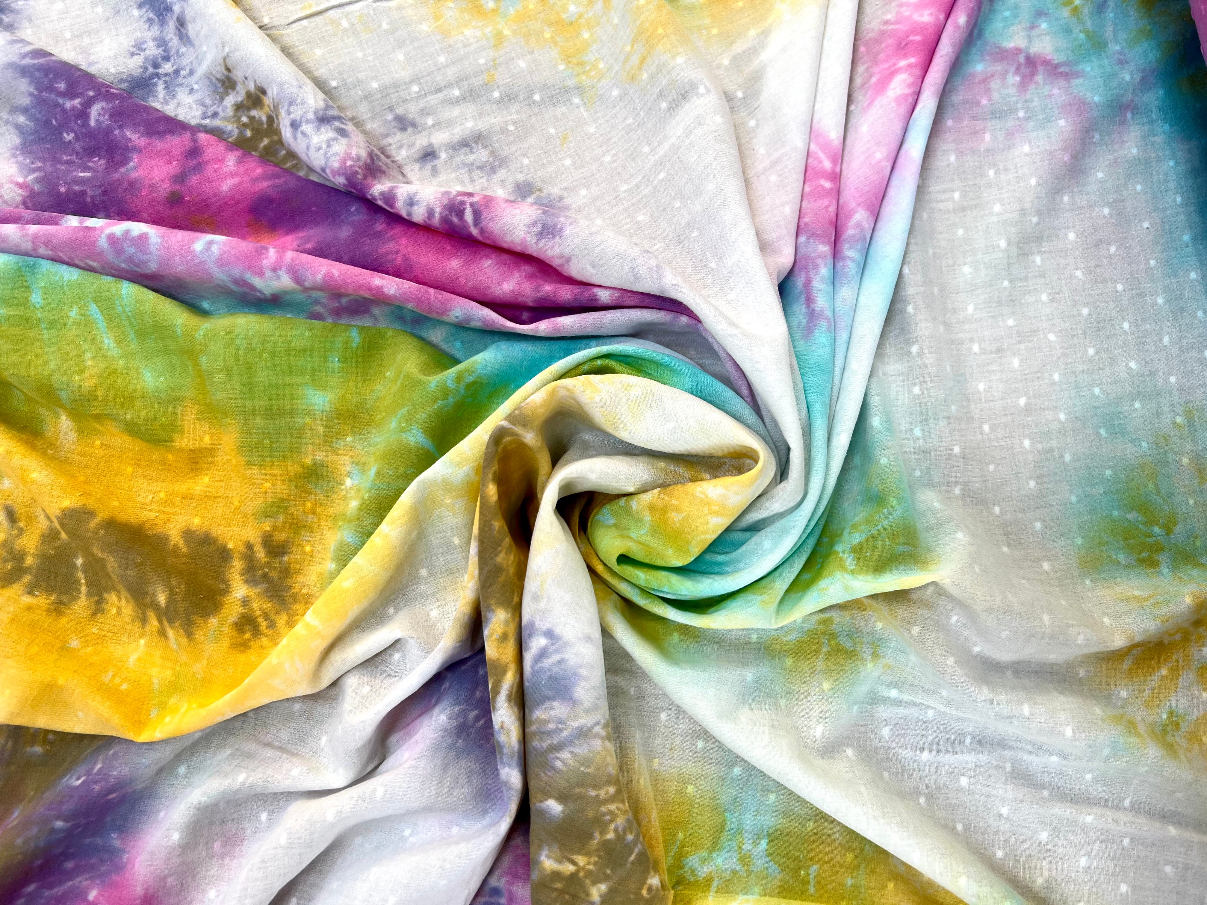 DOUBLE GAZE TYE AND DYE ARC EN CIEL PLUMETIS COTON ORGANIQUE CERTIFICATION GOTS - My Little Coupon