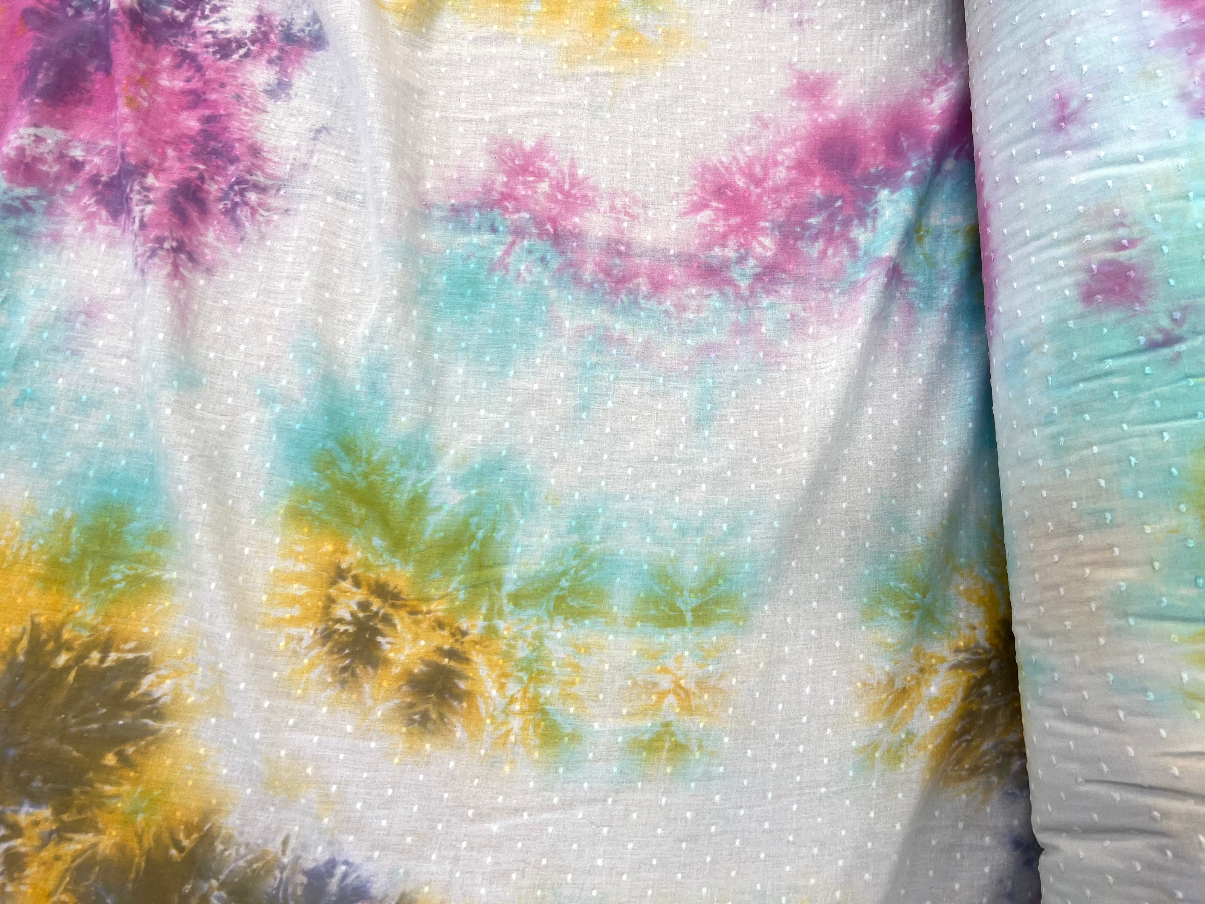 DOUBLE GAZE TYE AND DYE ARC EN CIEL PLUMETIS COTON ORGANIQUE CERTIFICATION GOTS - My Little Coupon