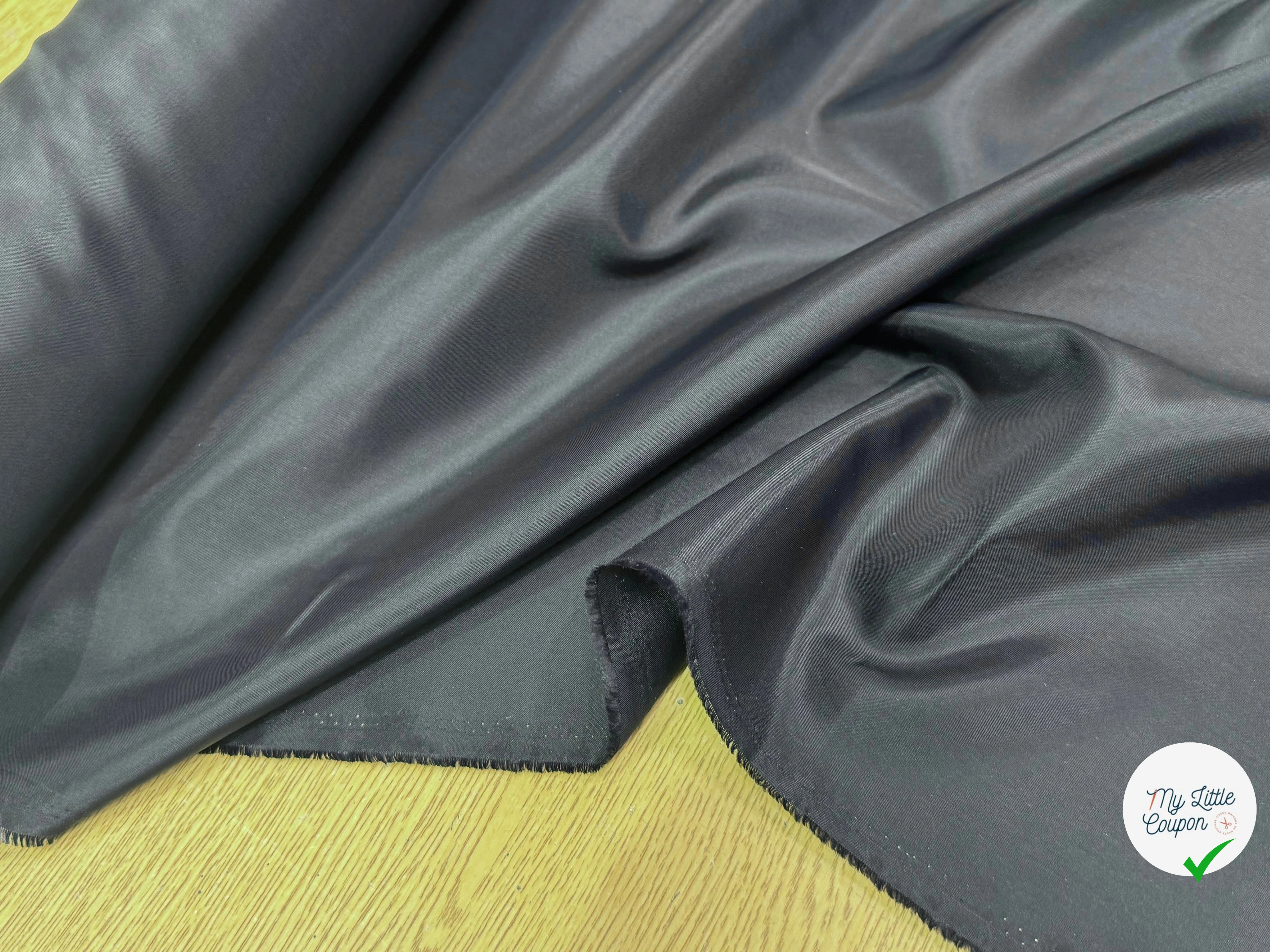 DOUBLURE 67% ACETATE NOIR ANTHRACITE SATINÉE - My Little Coupon