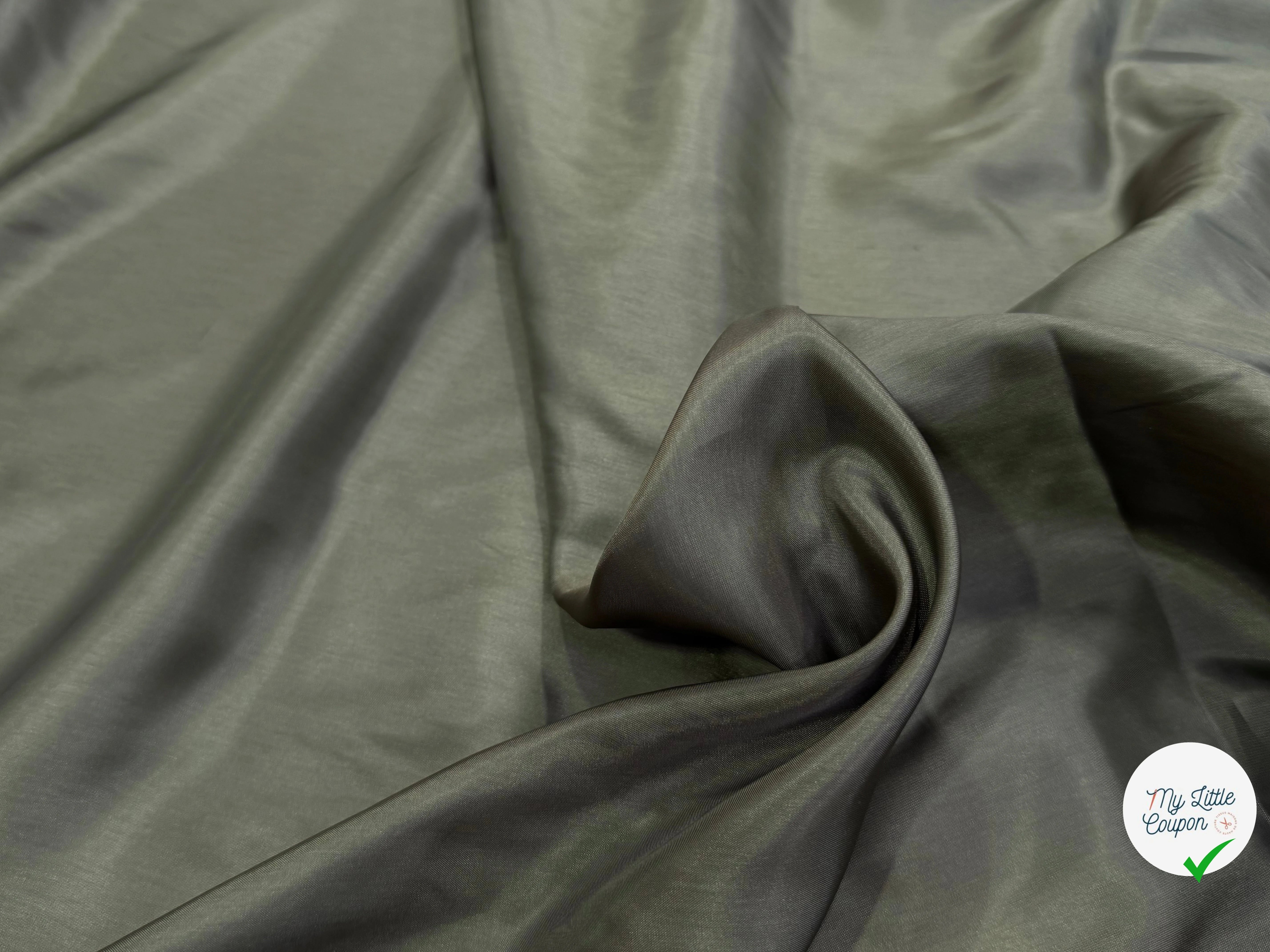 DOUBLURE ACETATE CUPRO FINE VERT KAKI 62% ACETATE - My Little Coupon